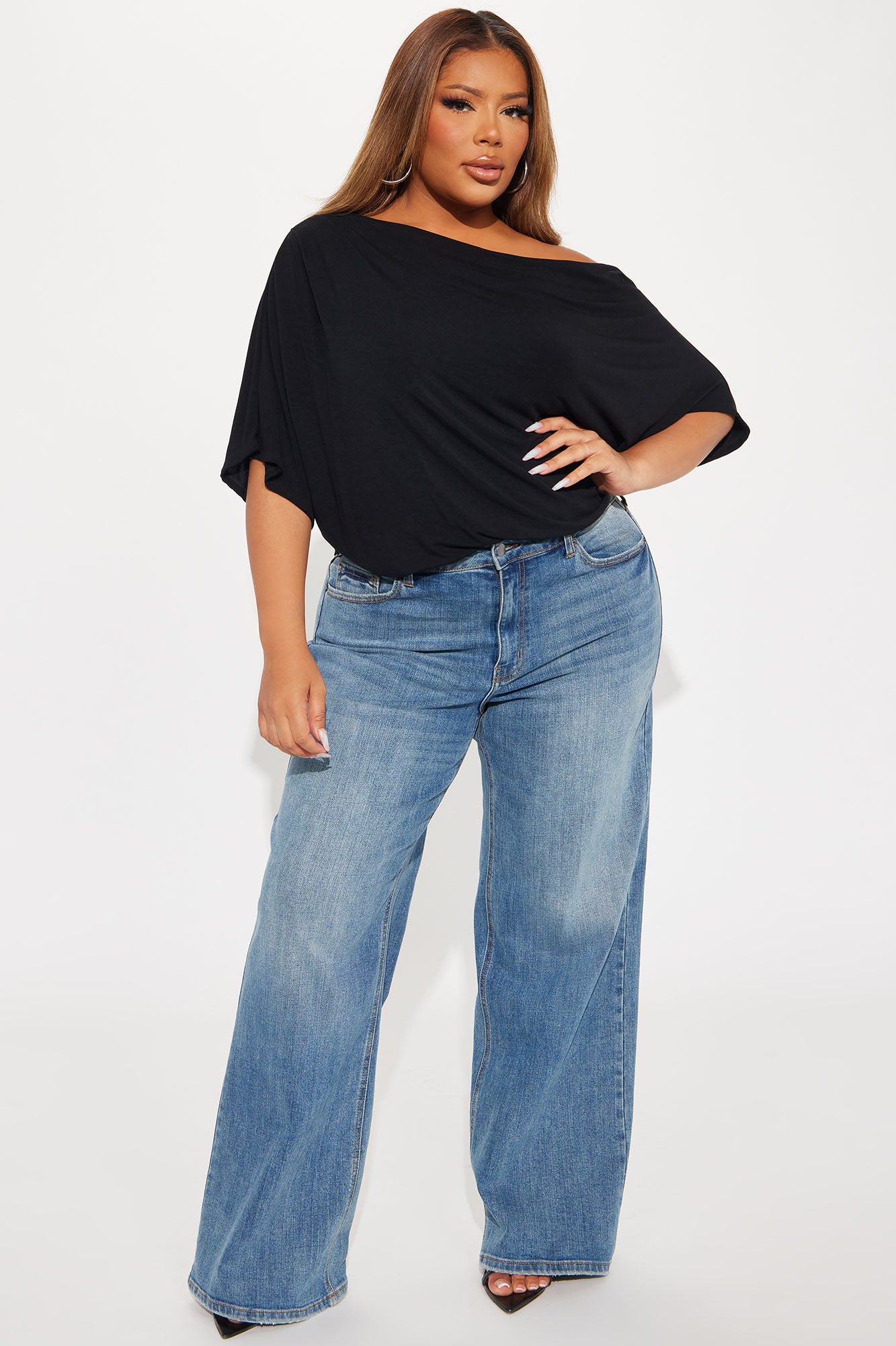 Flatter Me Off Shoulder Bodysuit - Black