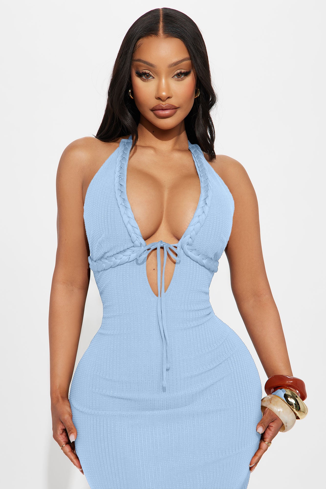 Take Me Back Textured Maxi Dress - Light Blue