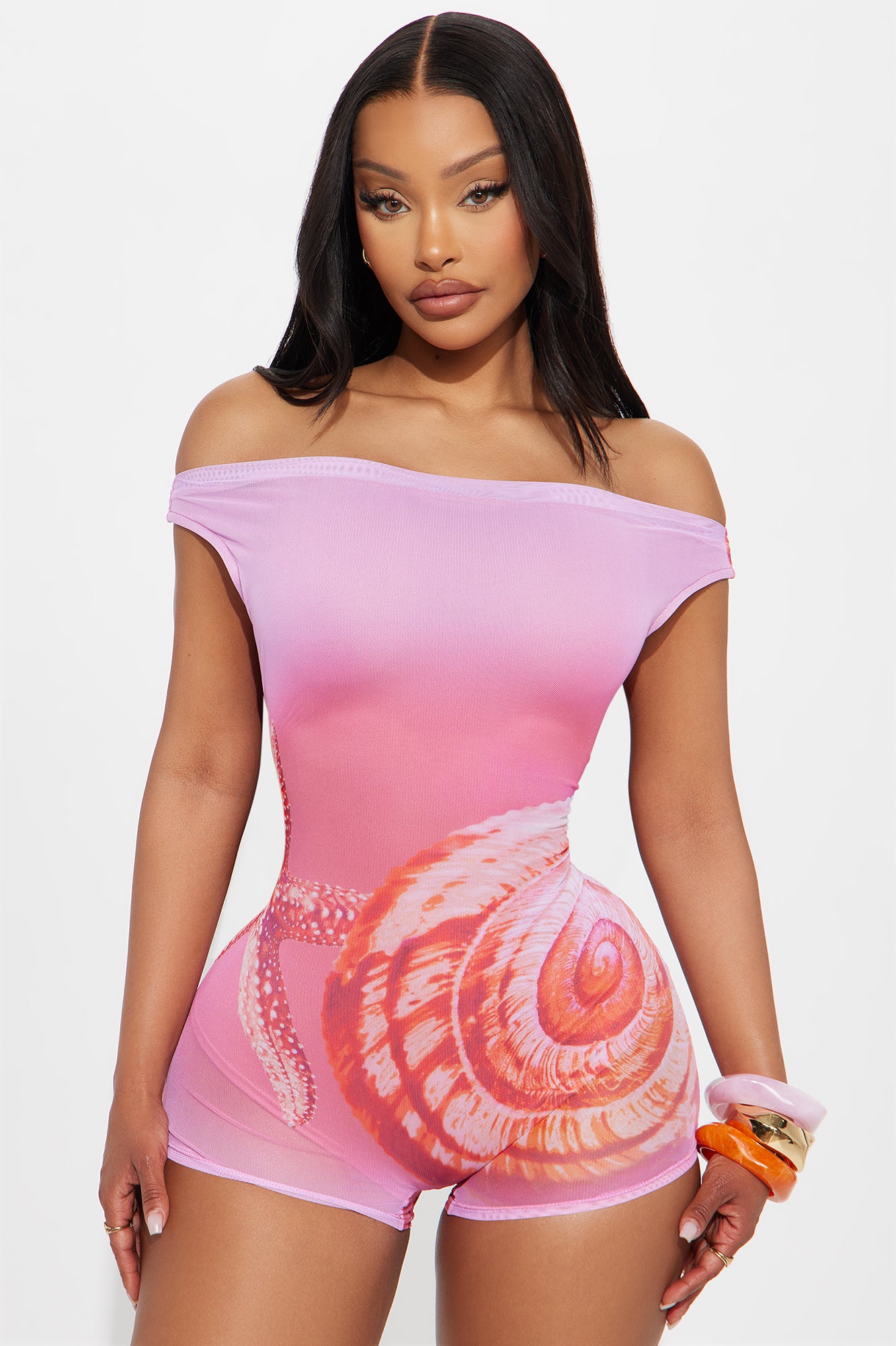 Miami Beach Mesh Romper - Pink/combo