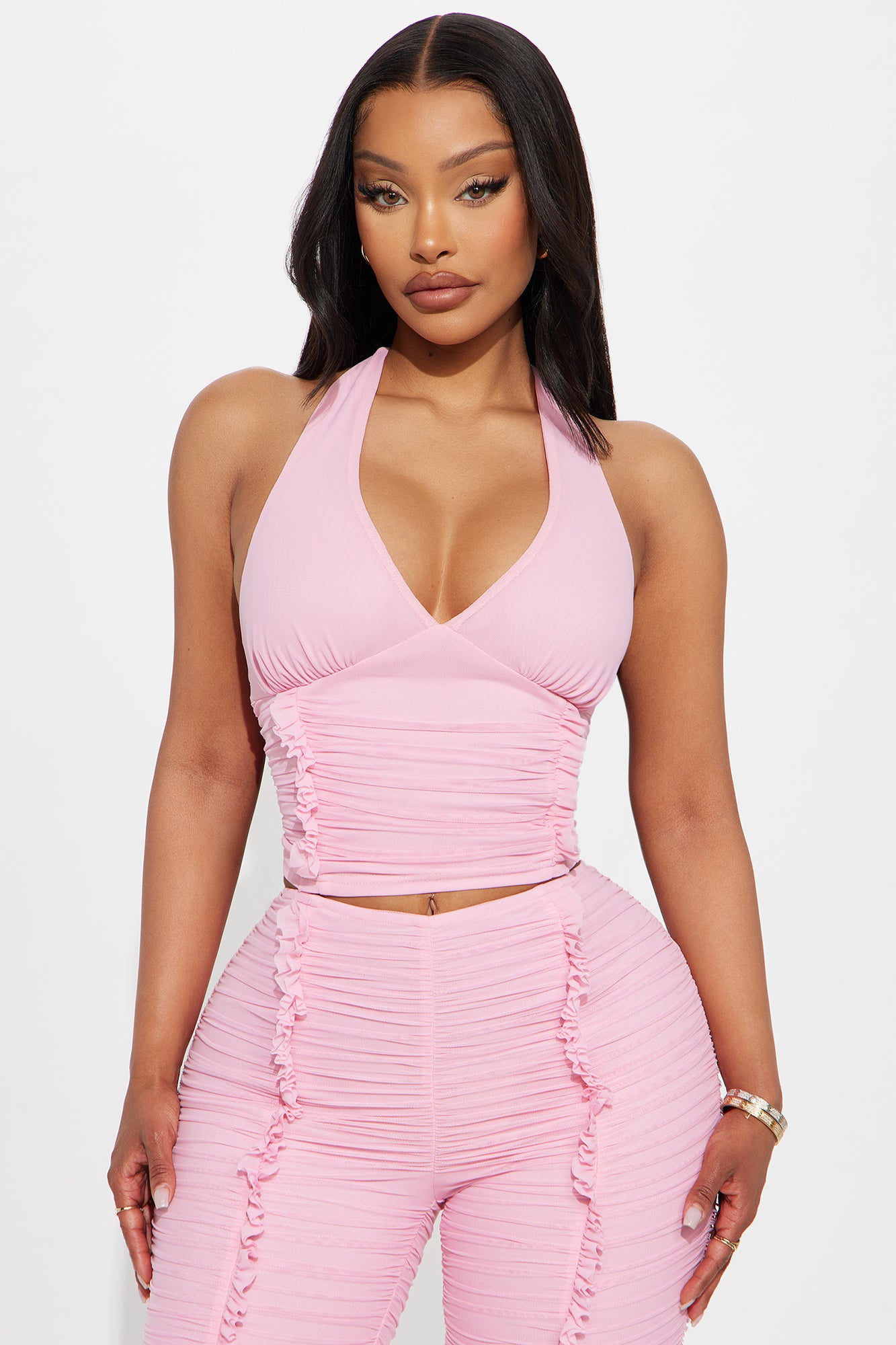 Laced With Love Mesh Capri Set - Pink
