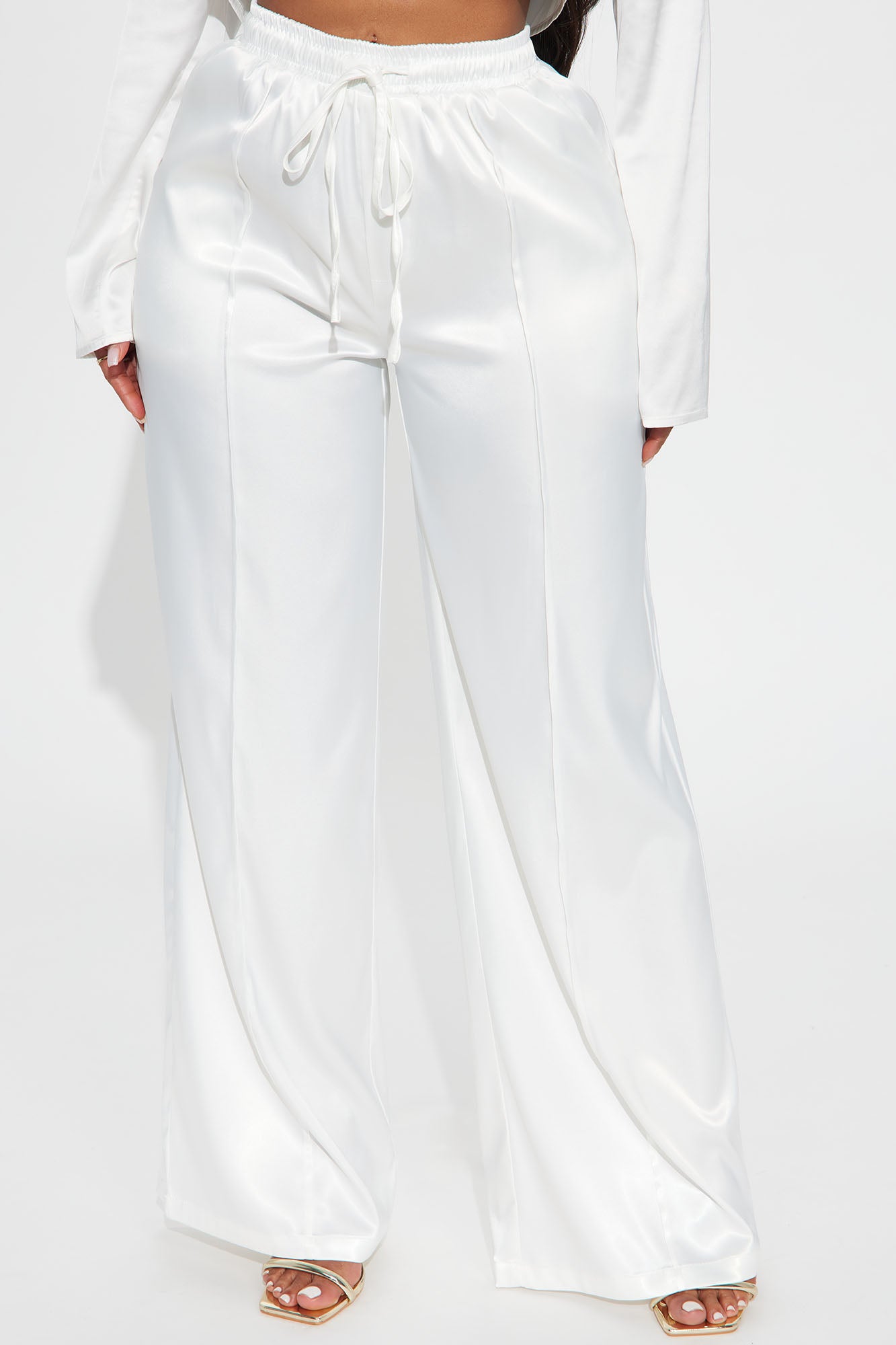 Pleasure Is Mine Satin Wide Leg Pant - Cream