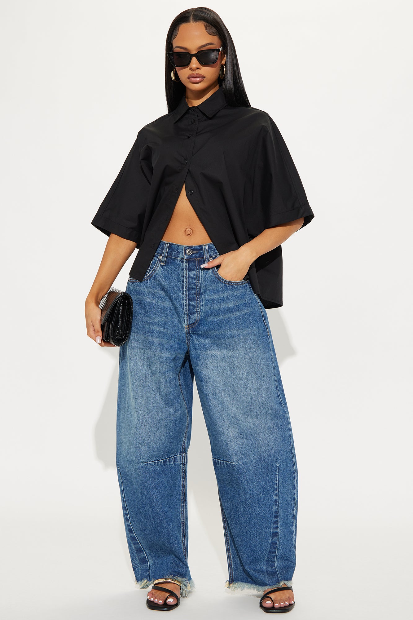 Ciao Bella Barrel Leg Jeans - Medium Wash
