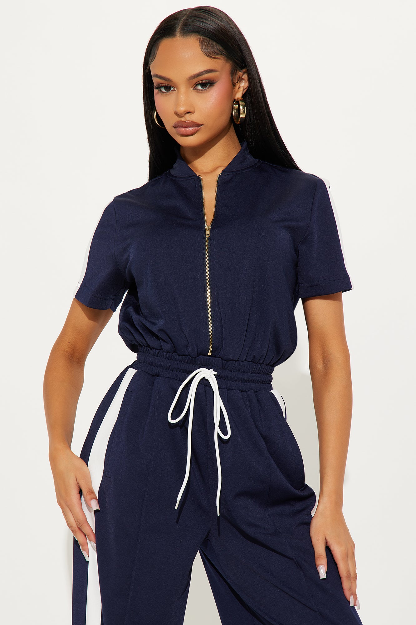 Lianna Short Sleeve Jumpsuit - Navy