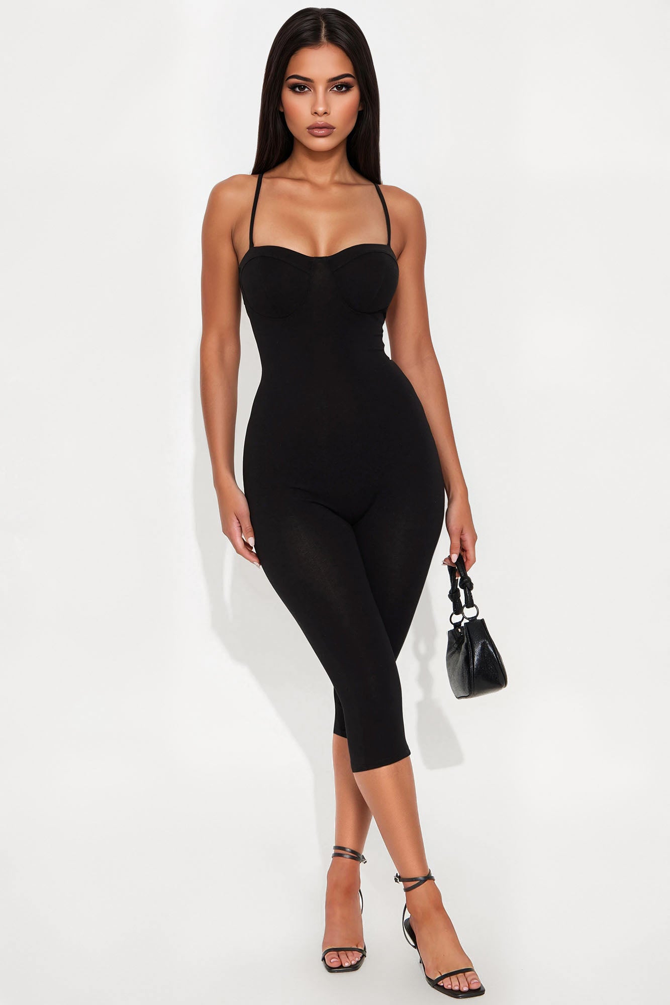 Frankie Cotton Capri Jumpsuit - Black