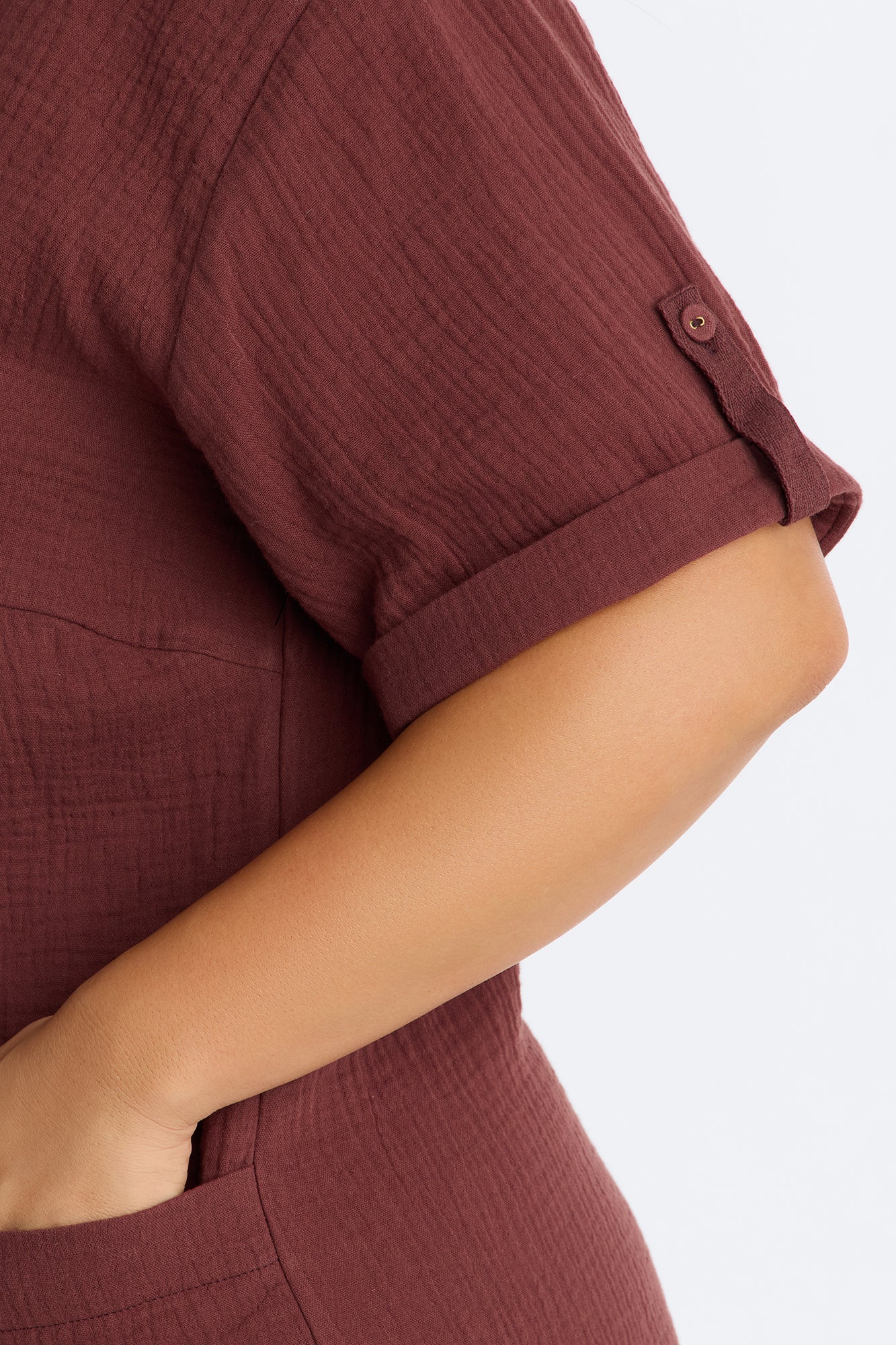 Meg Casual Gauze Romper - Chocolate