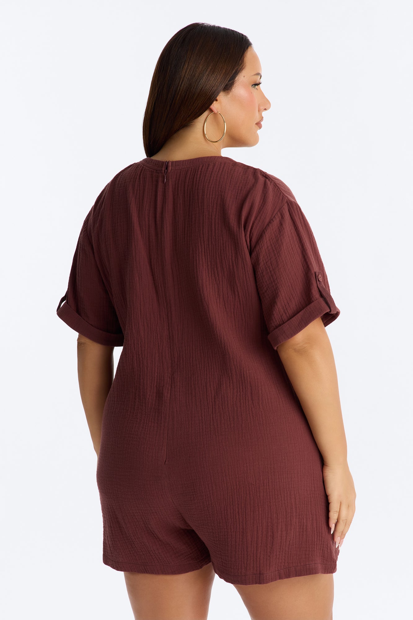 Meg Casual Gauze Romper - Chocolate