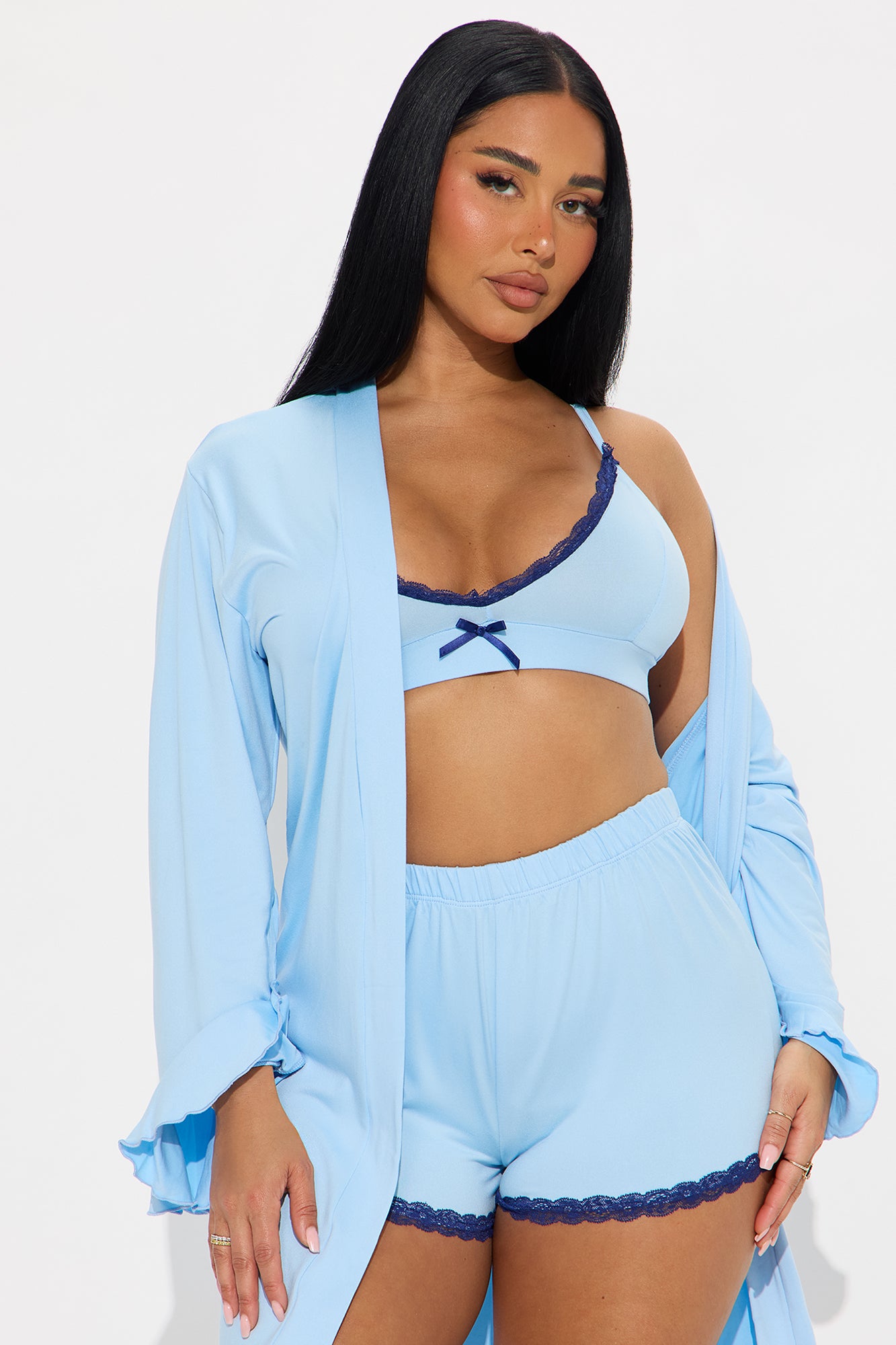 In Bed All Day PJ Robe Set - Light Blue