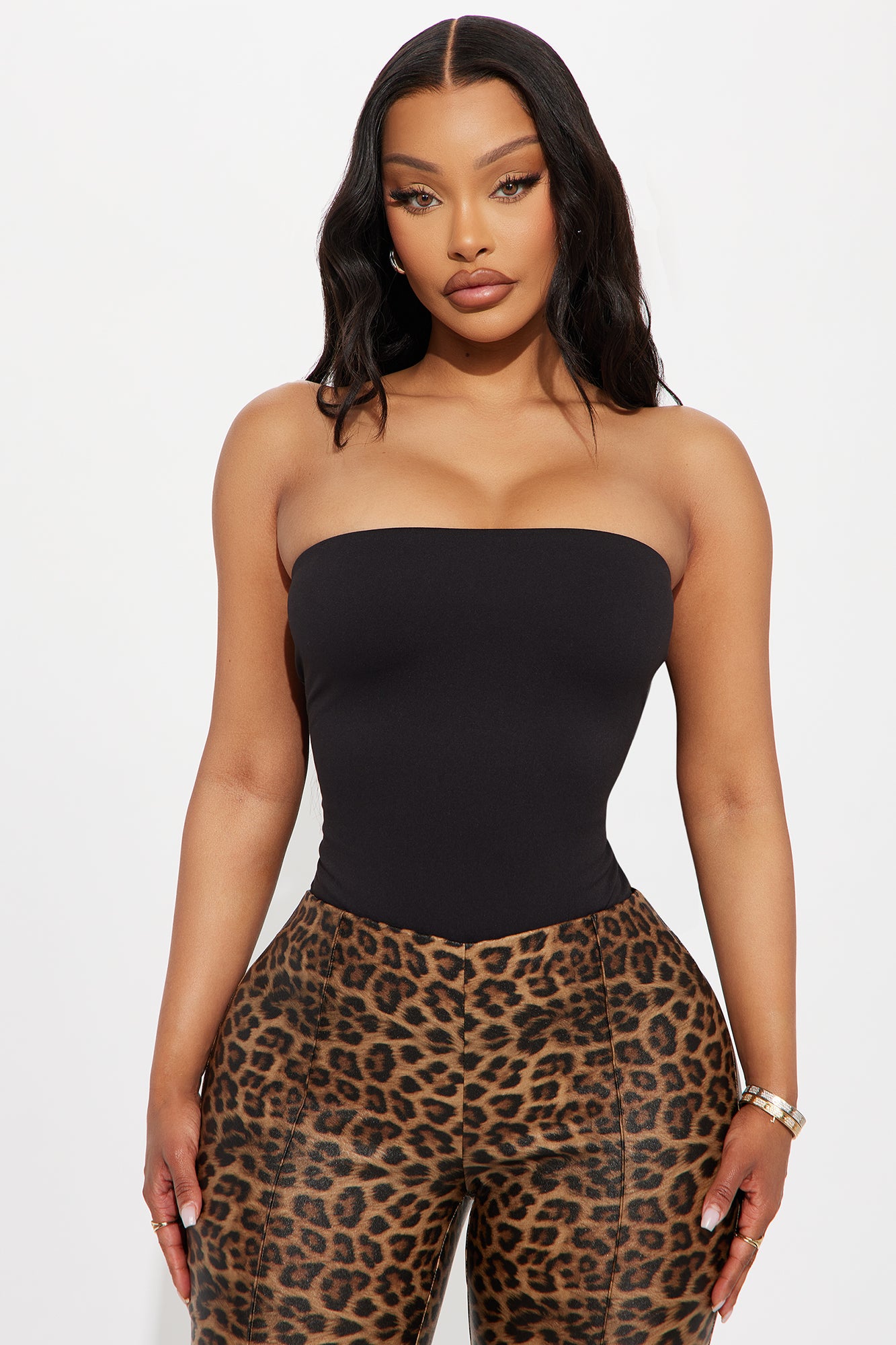 Alli Double Lined Strapless Bodysuit - Black