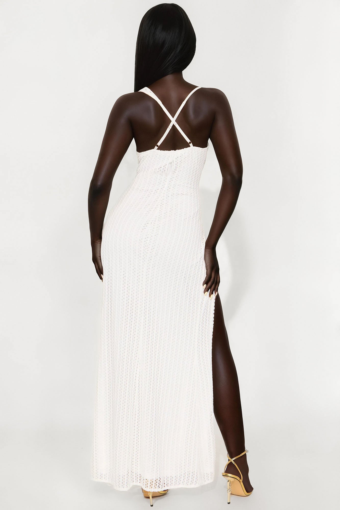 Natalie Crochet Maxi Dress I - White