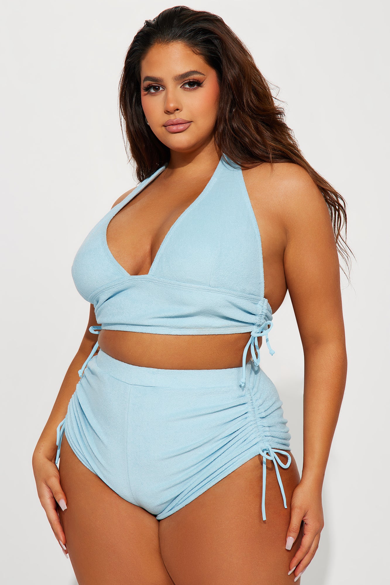 Sabrina Halter Terry 2 Piece Bikini - Light Blue