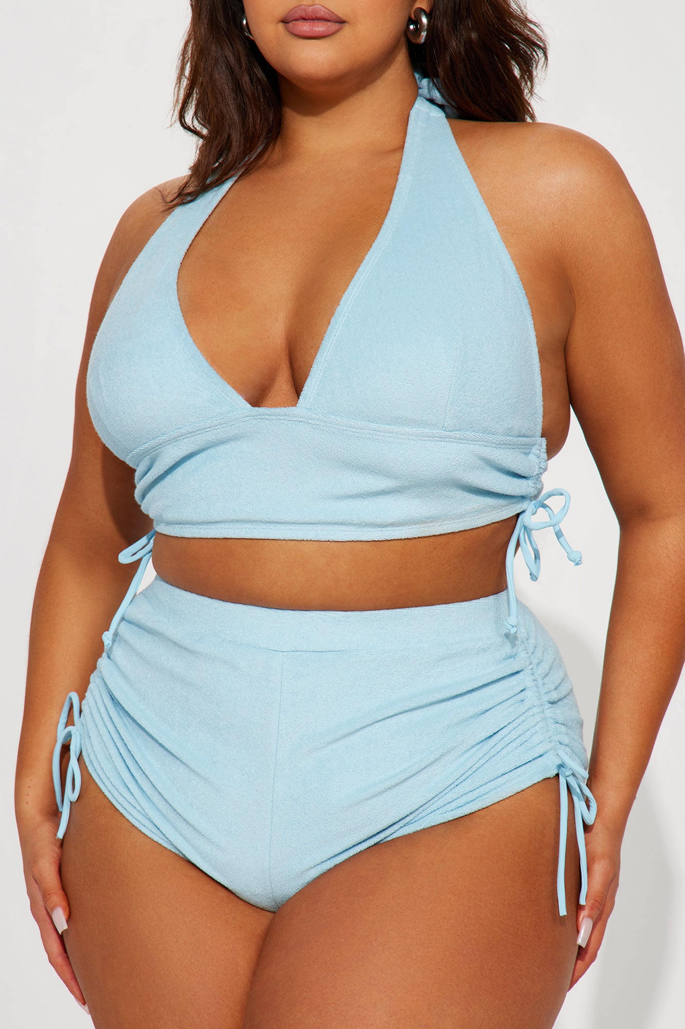 Sabrina Halter Terry 2 Piece Bikini - Light Blue
