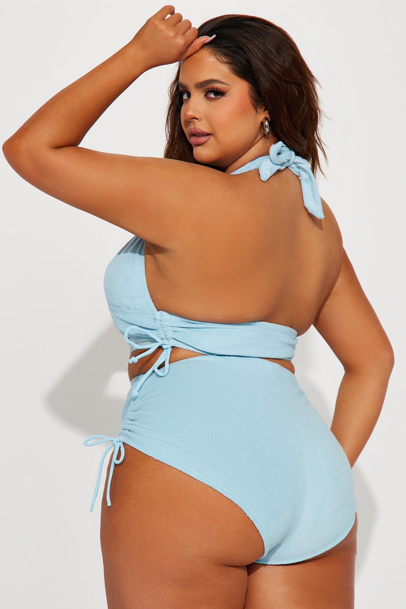Sabrina Halter Terry 2 Piece Bikini - Light Blue