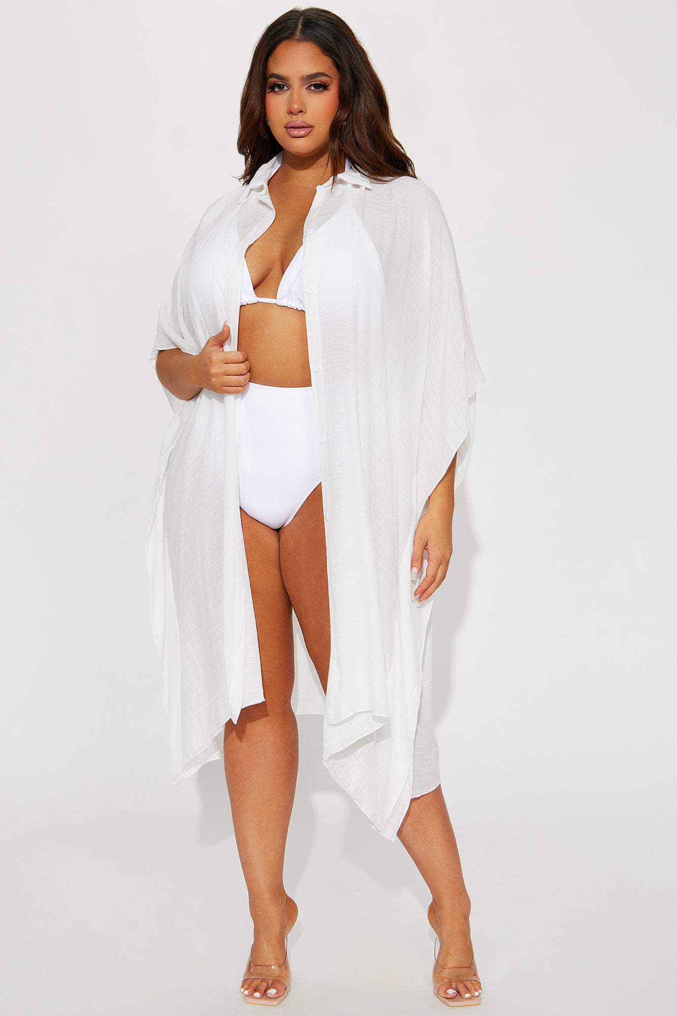 Megan Swim Cover Up Kimono - White