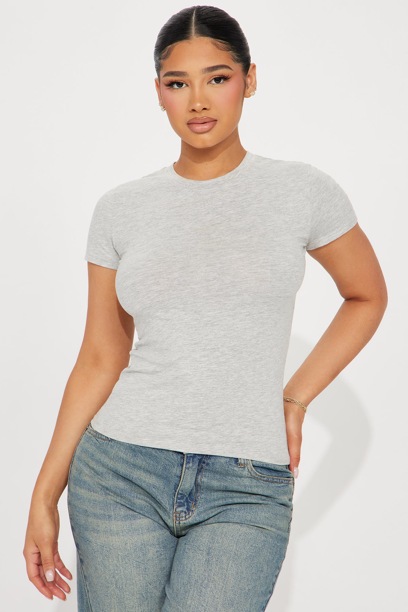 Camilla Classic Fit Crew Neck Tee - Heather Grey
