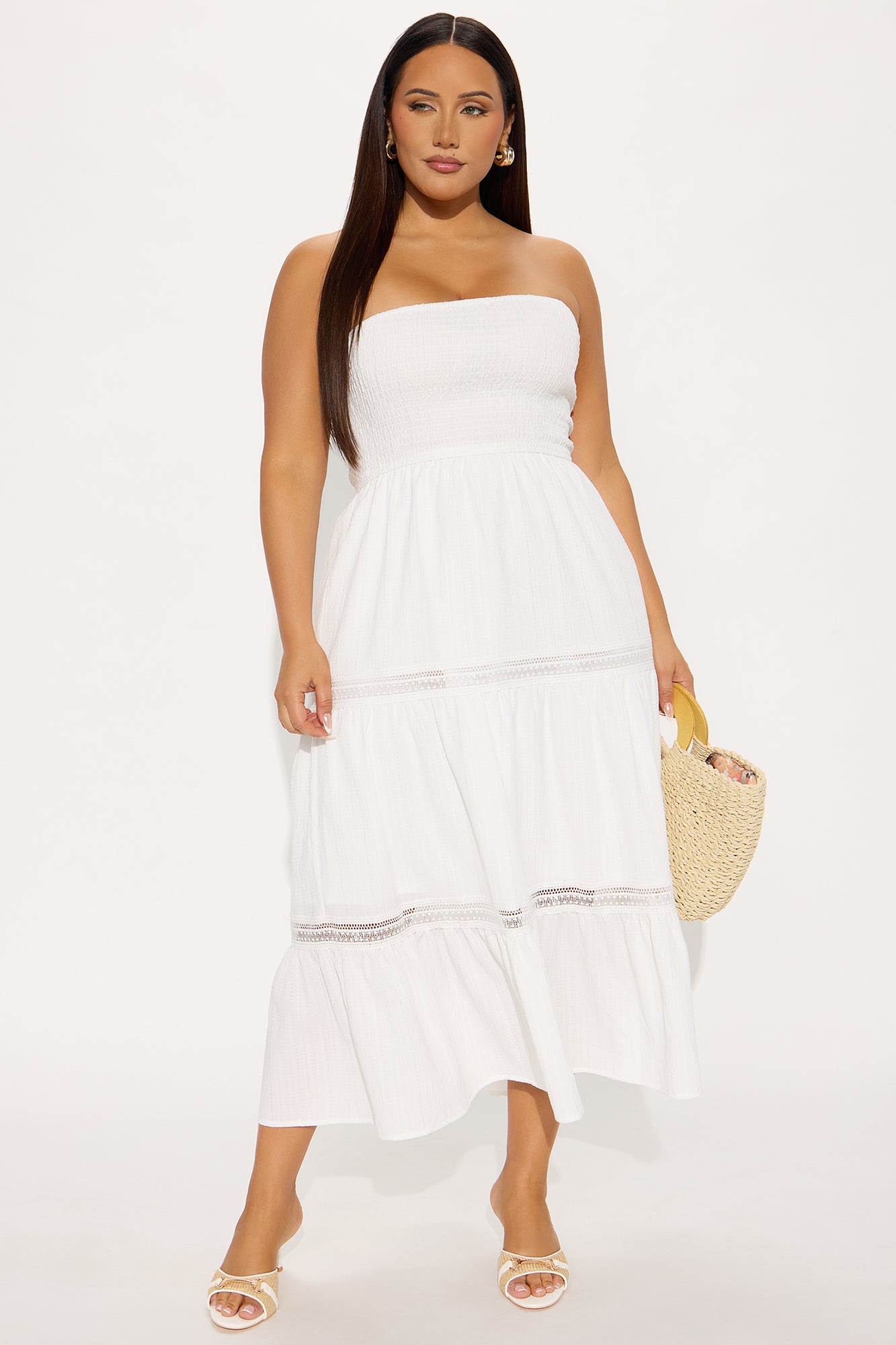 Tasmin Strapless Midi Dress - White