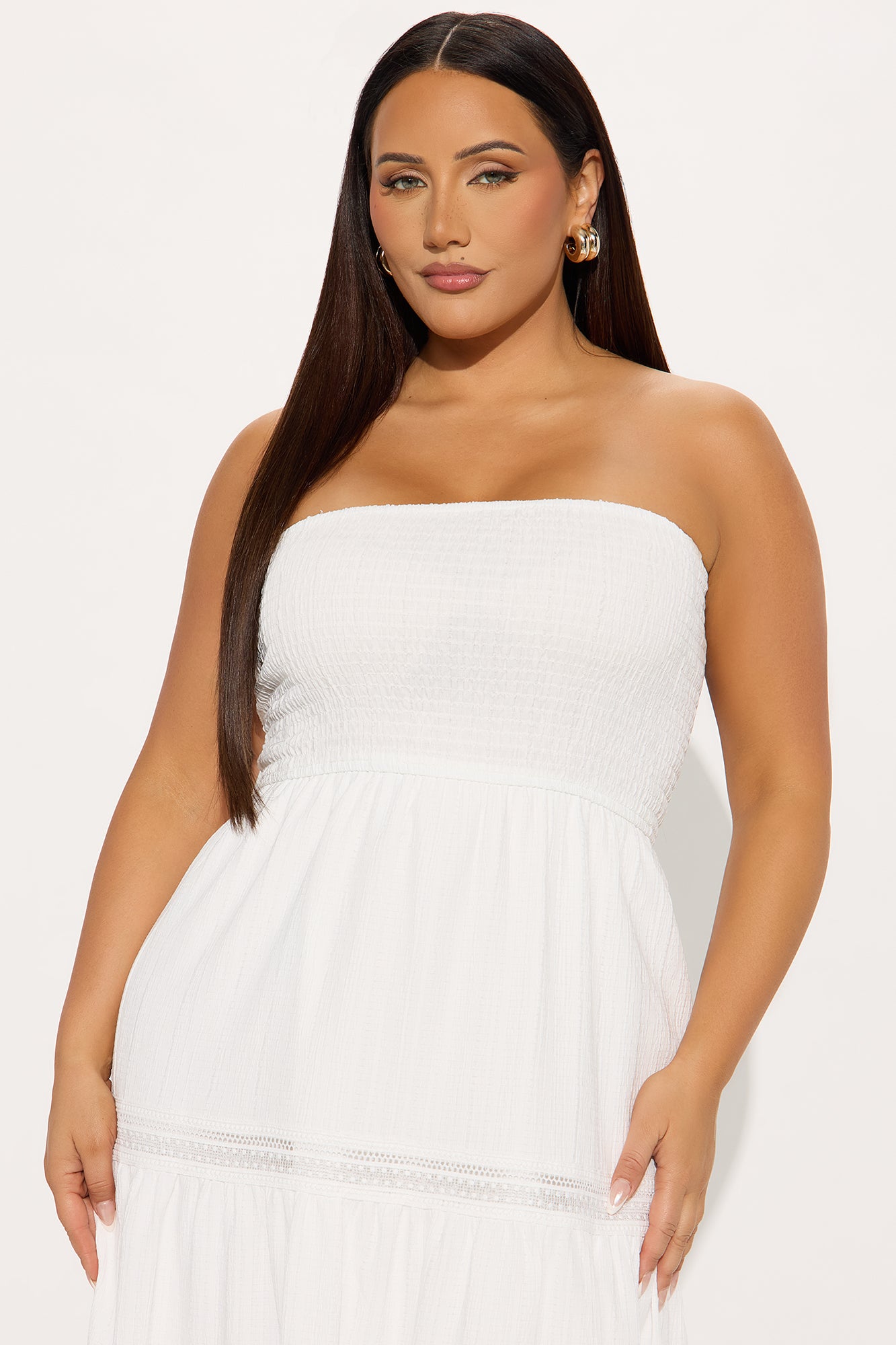 Tasmin Strapless Midi Dress - White