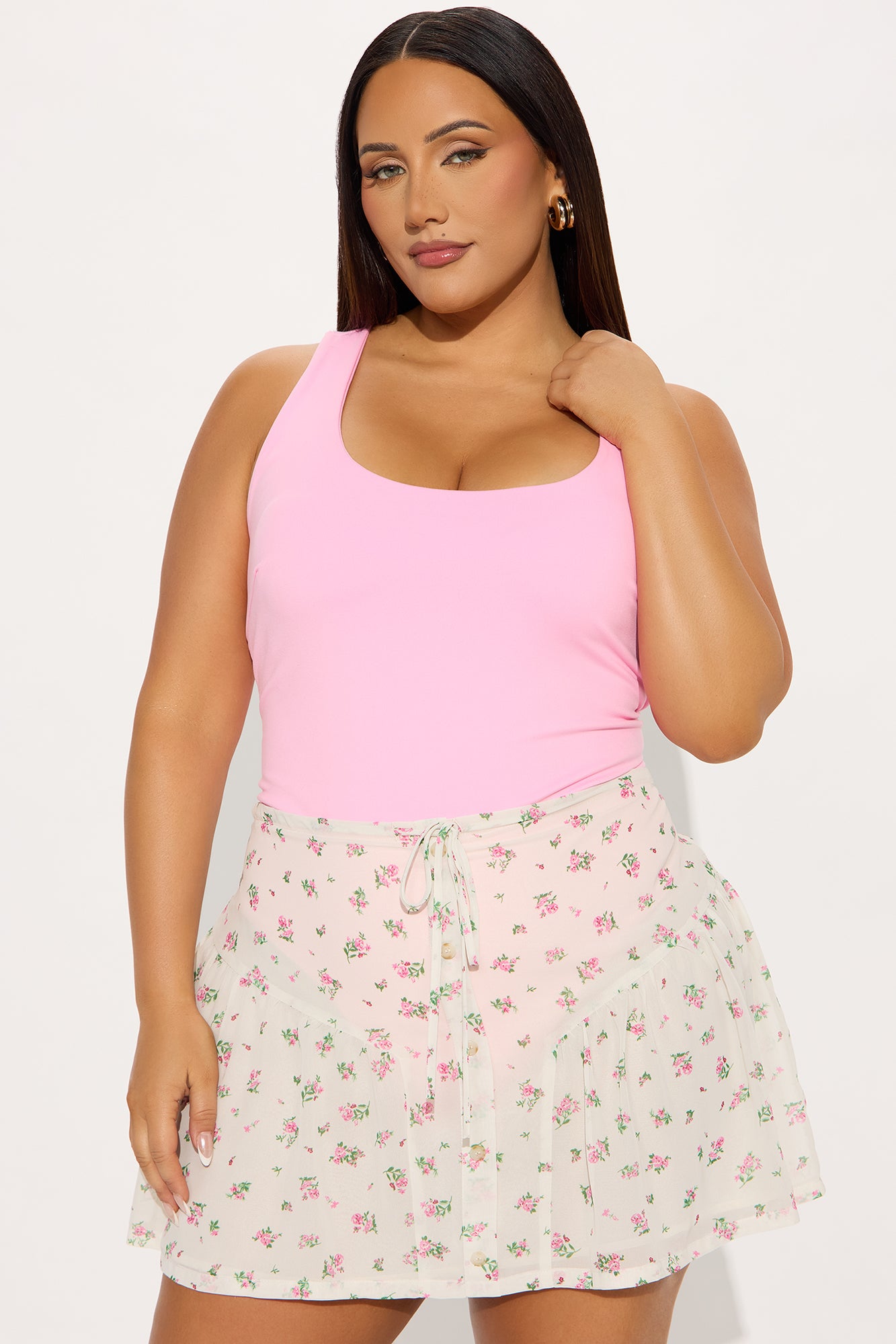 Sarafiena Double Lined Scoop Neck Bodysuit - Pink