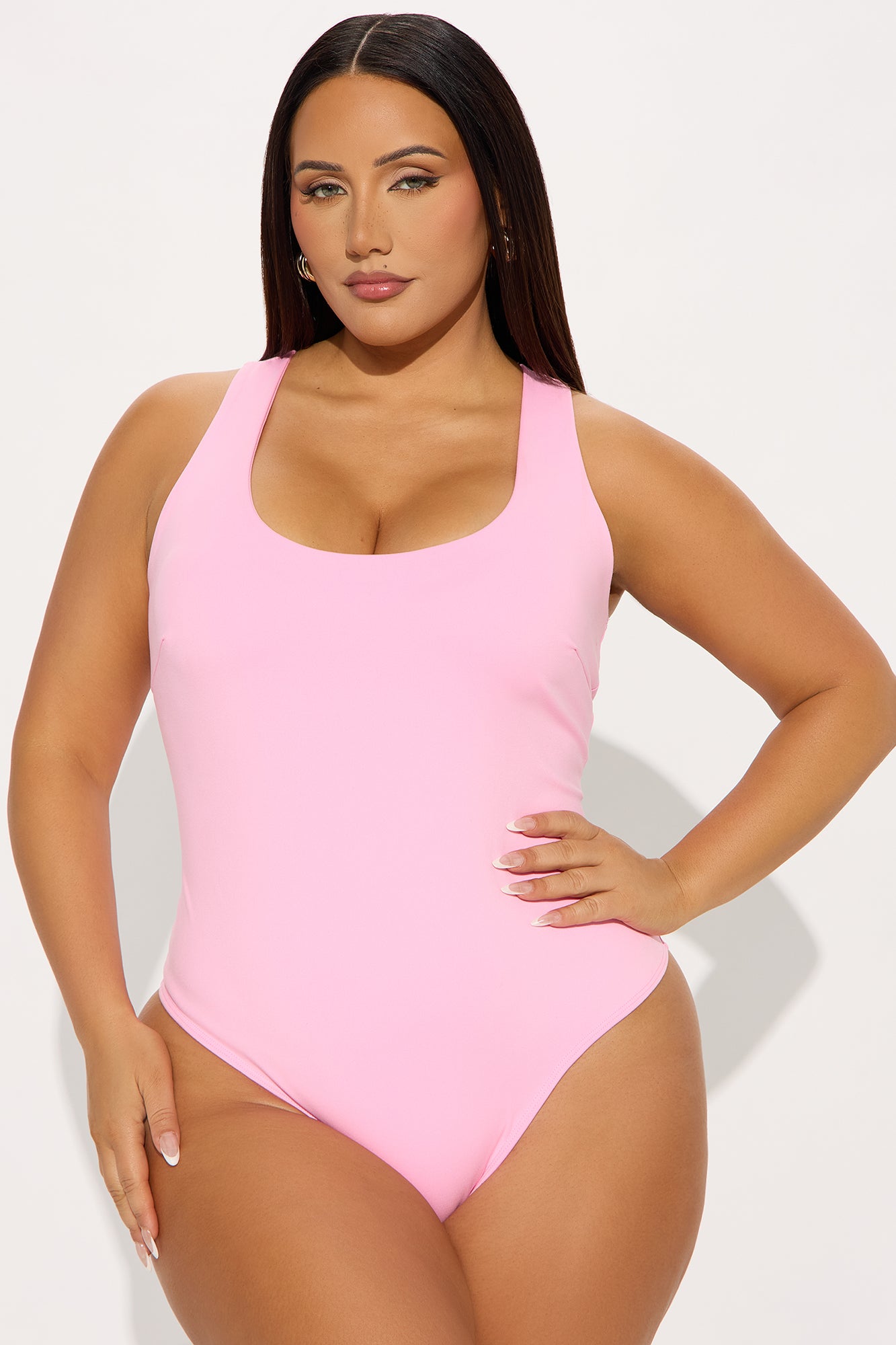 Sarafiena Double Lined Scoop Neck Bodysuit - Pink