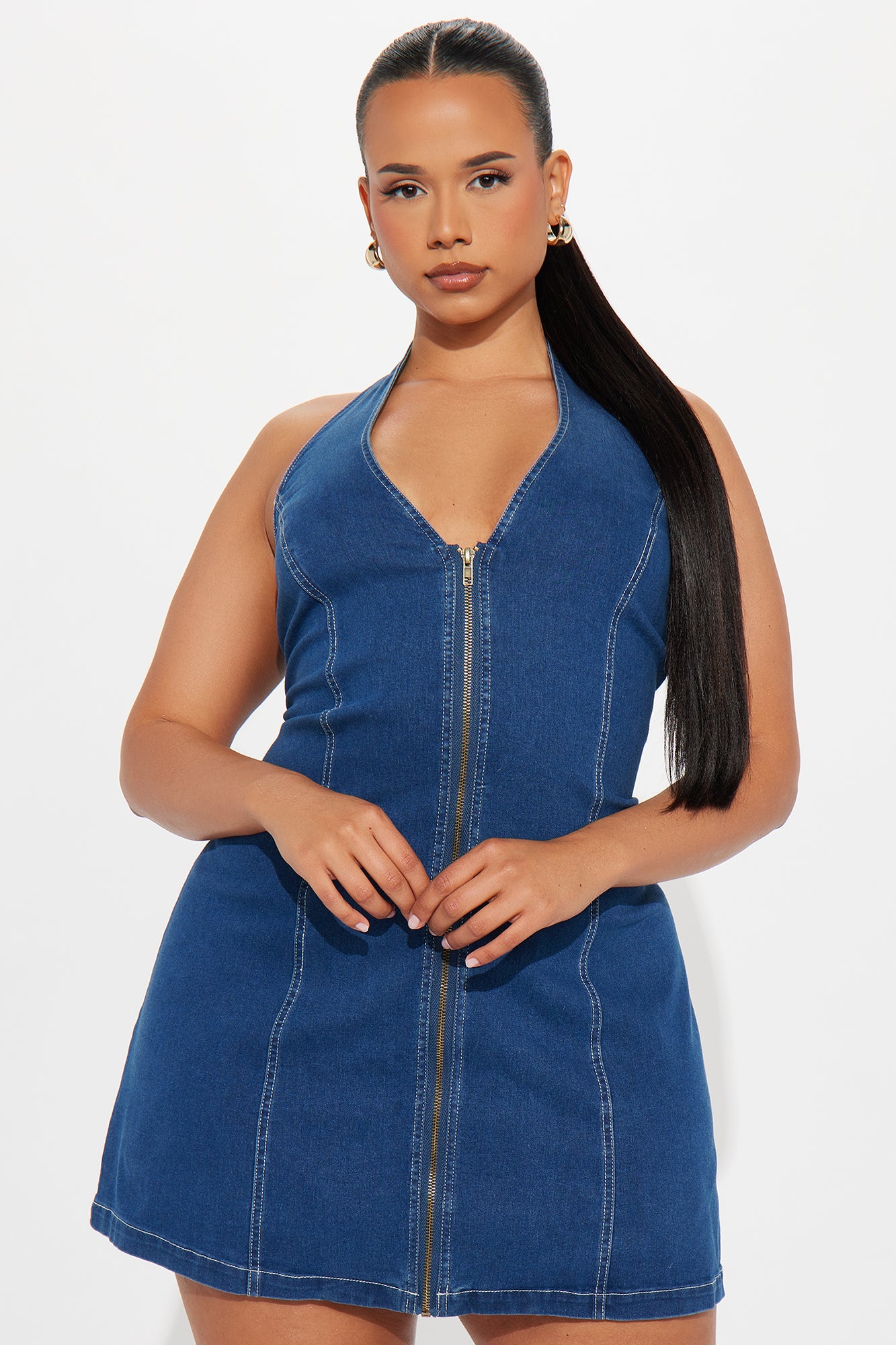 Run This Town Denim Mini Dress - Dark Wash