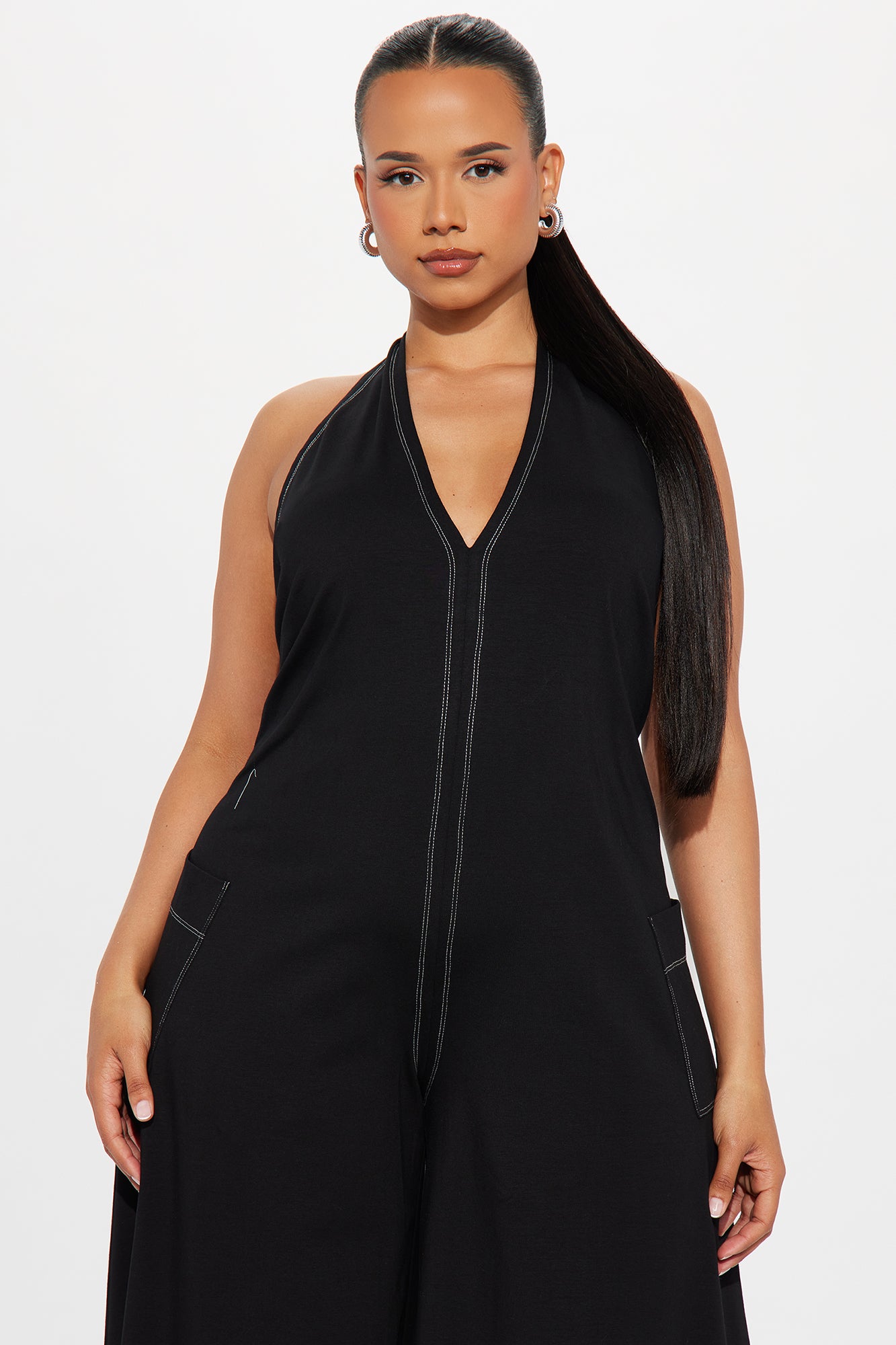 Linnet Tie Halter Wide Leg Jumpsuit - Black