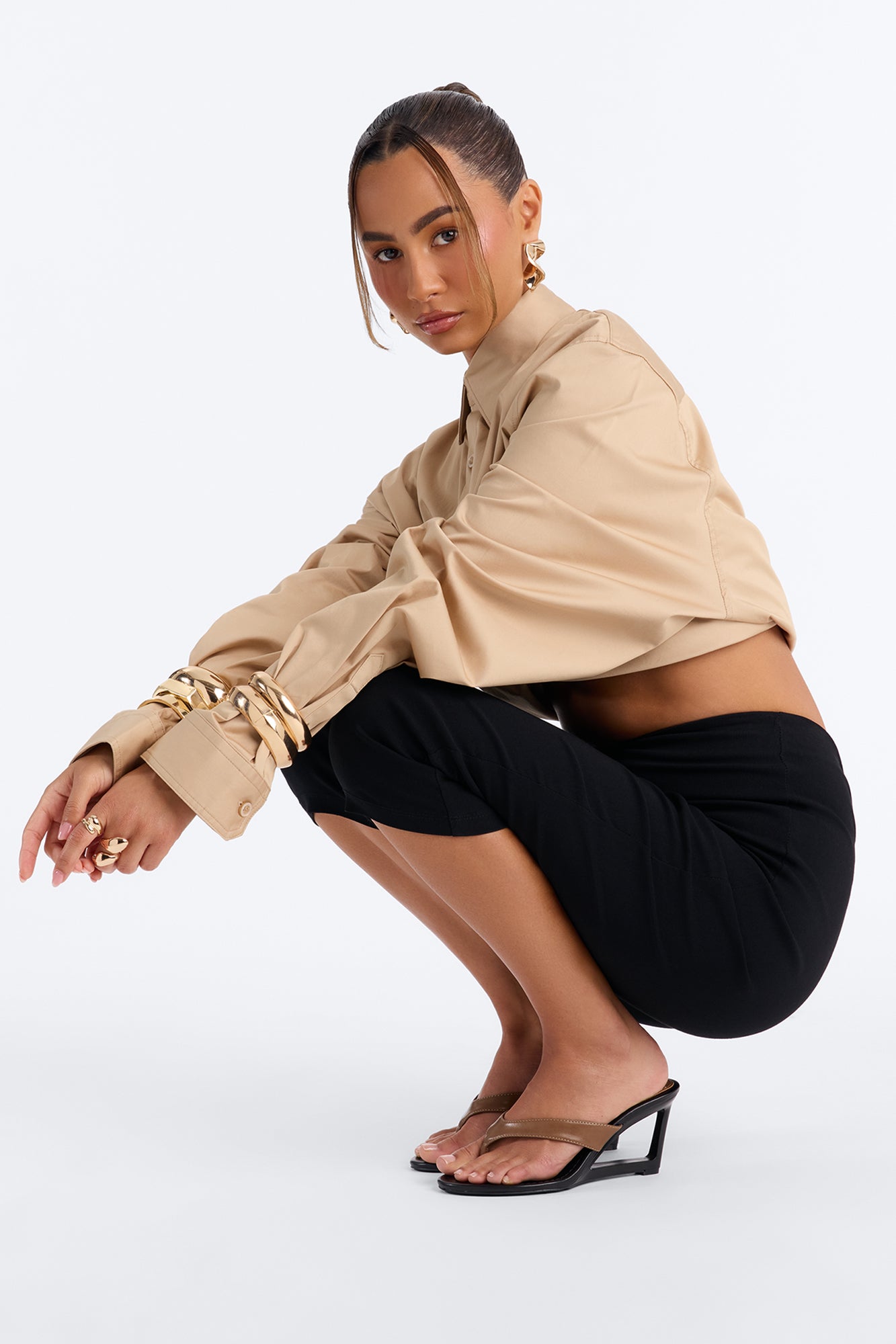 Breezy Thong Wedge Mules - Mocha