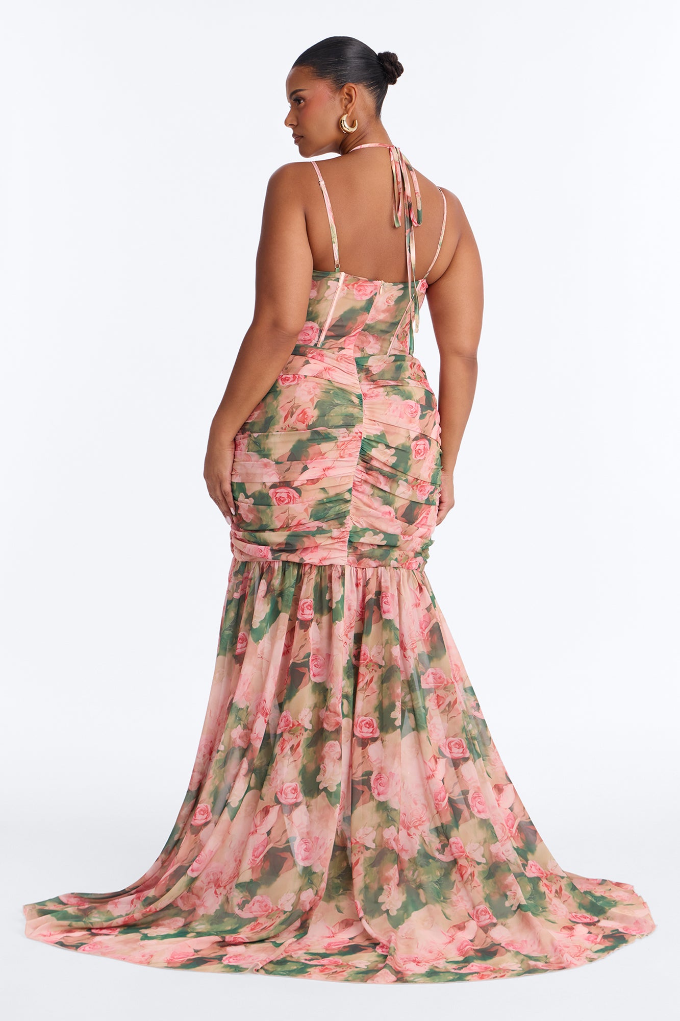Sweet As Me Floral Chiffon Maxi Dress - Nude/combo