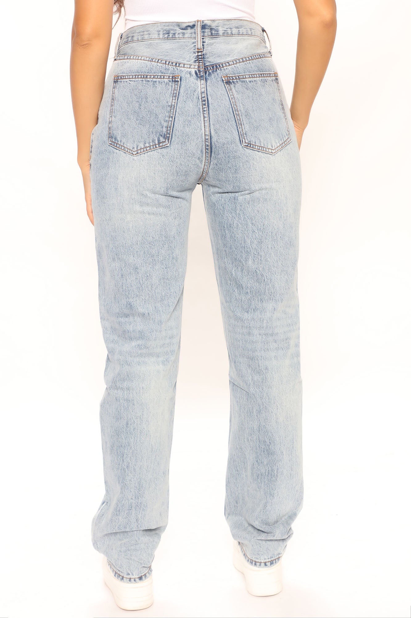 Tall Crossover Straight Leg Jeans - Light Blue Wash