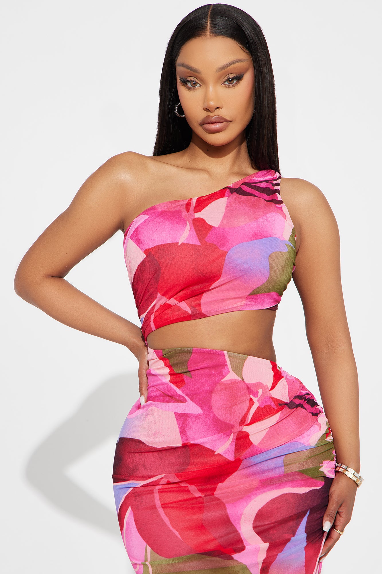 Tamirah Mesh Maxi Dress - Pink/combo