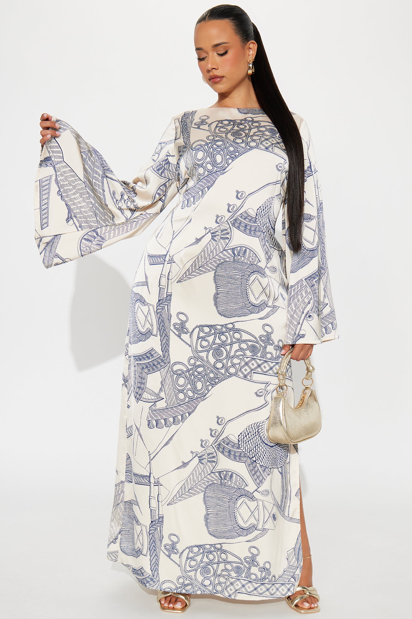 Naomi Backless Maxi Dress - Ivory/combo