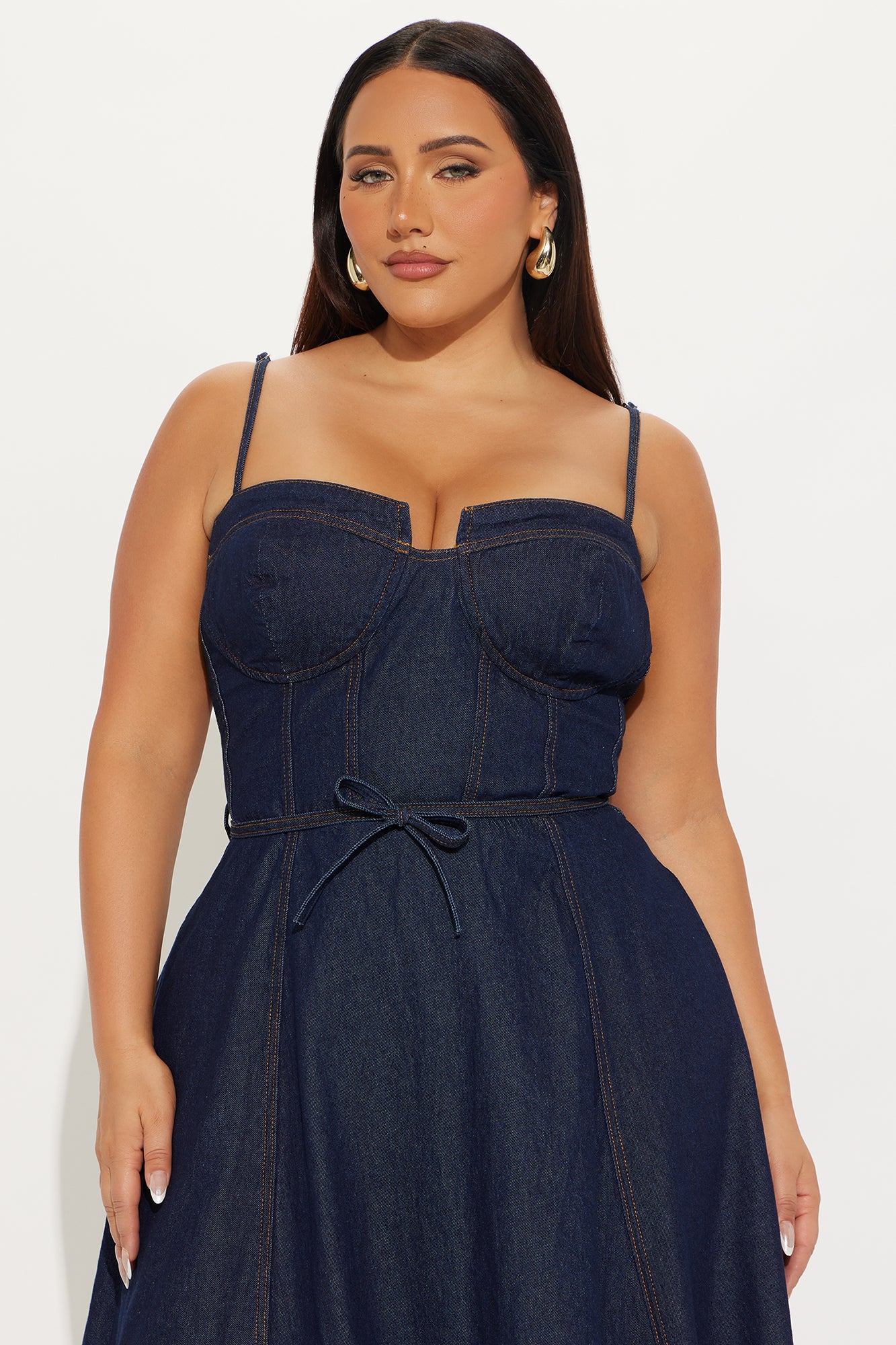 Sweet Chick Denim Midi Dress - Dark Wash