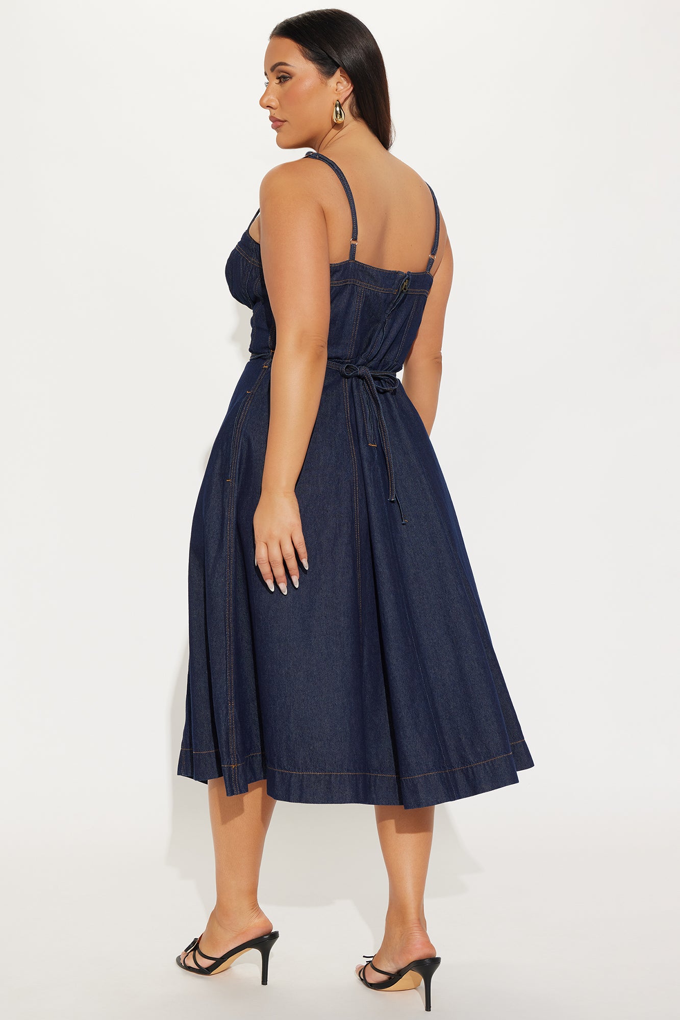 Sweet Chick Denim Midi Dress - Dark Wash