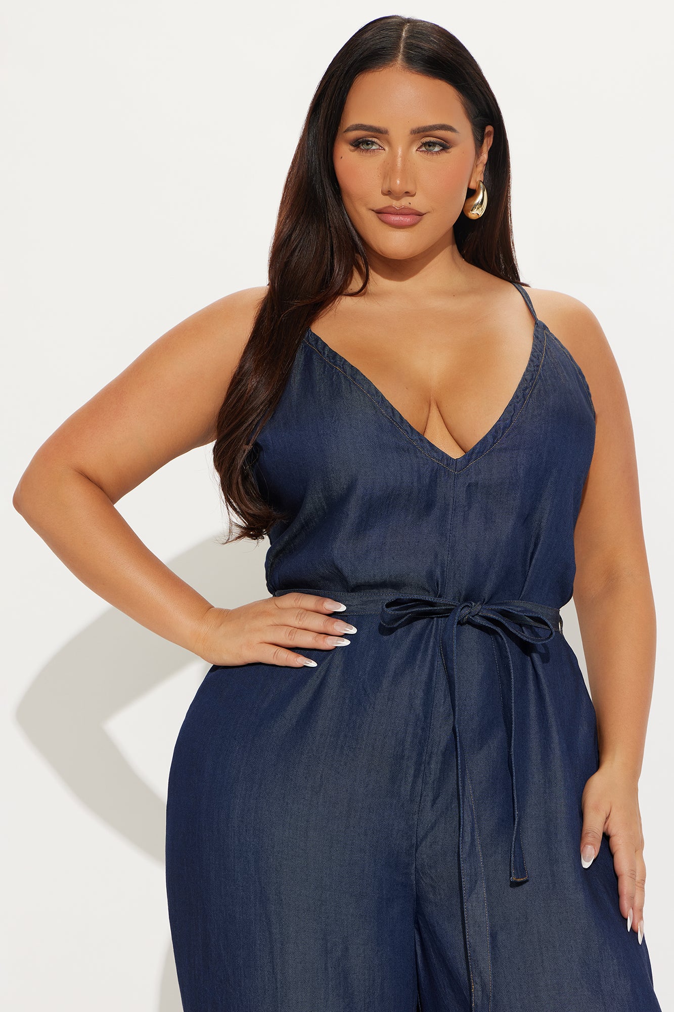 Kennedy Chambray Wide Leg Jumpsuit - Dark Wash
