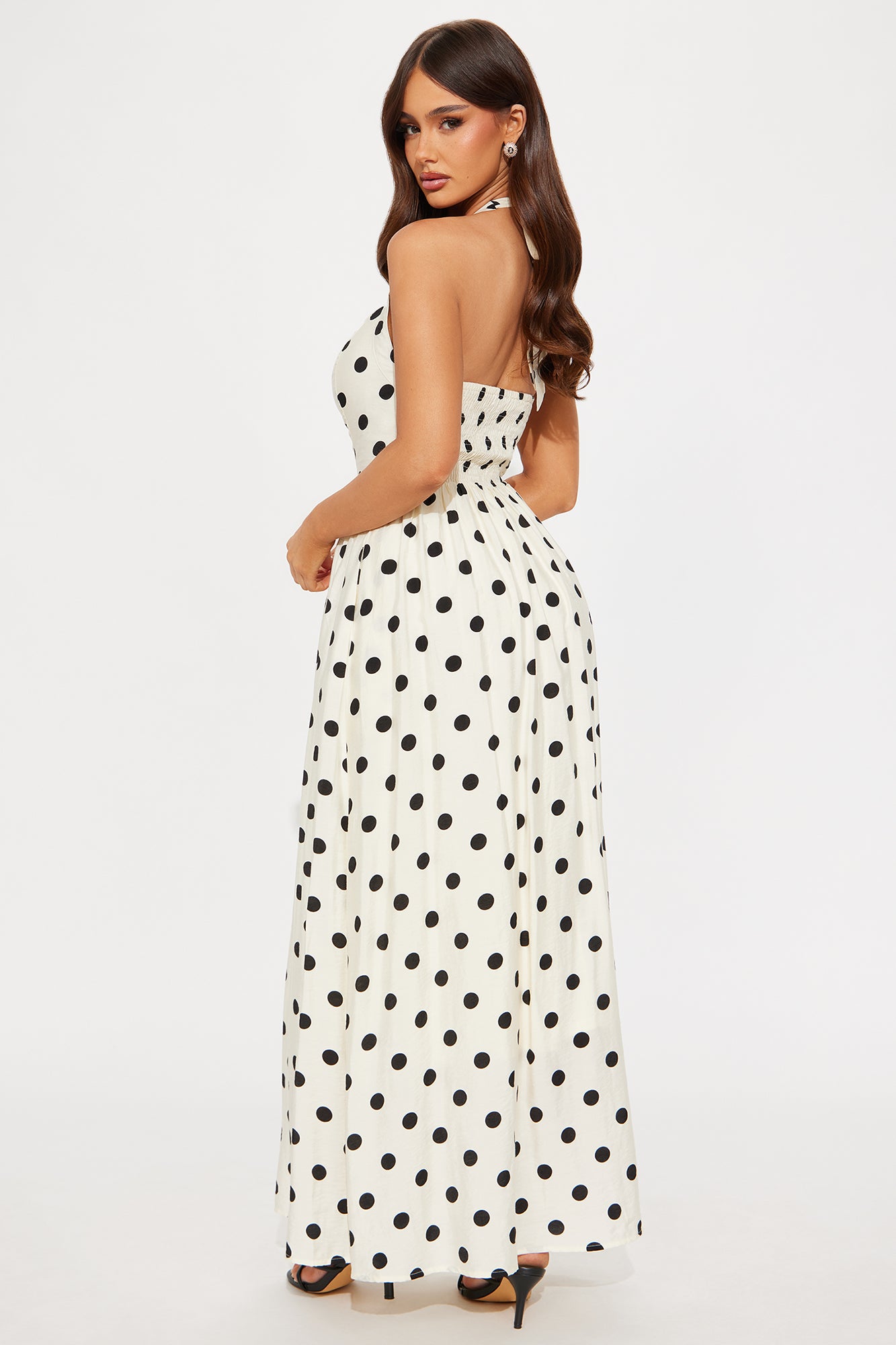 Clara Polka Dot Maxi Dress - Cream/combo