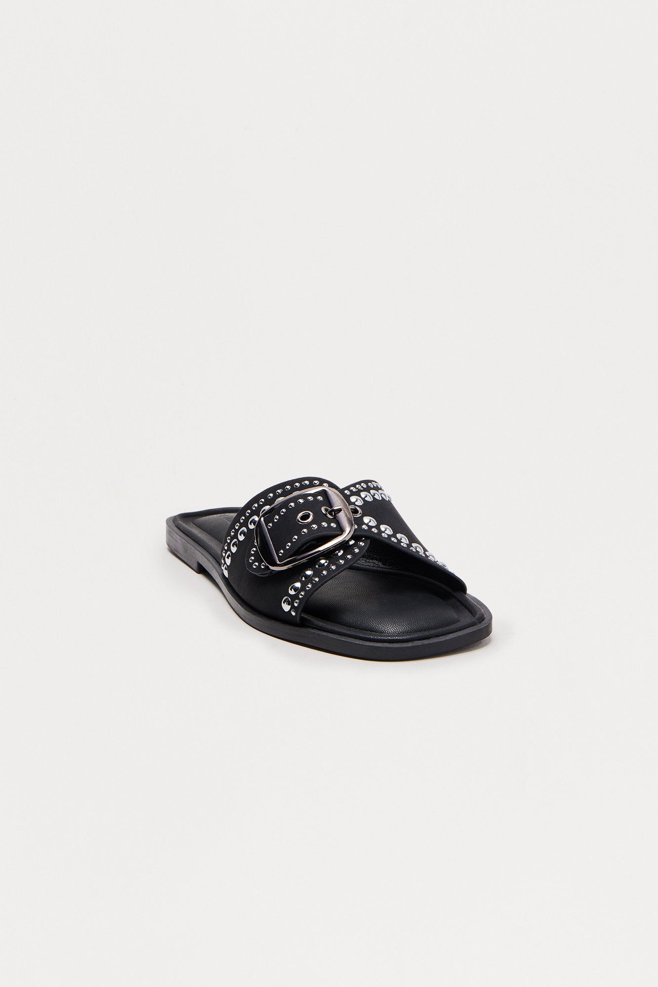 Palisades Buckle Studded Sandals - Black