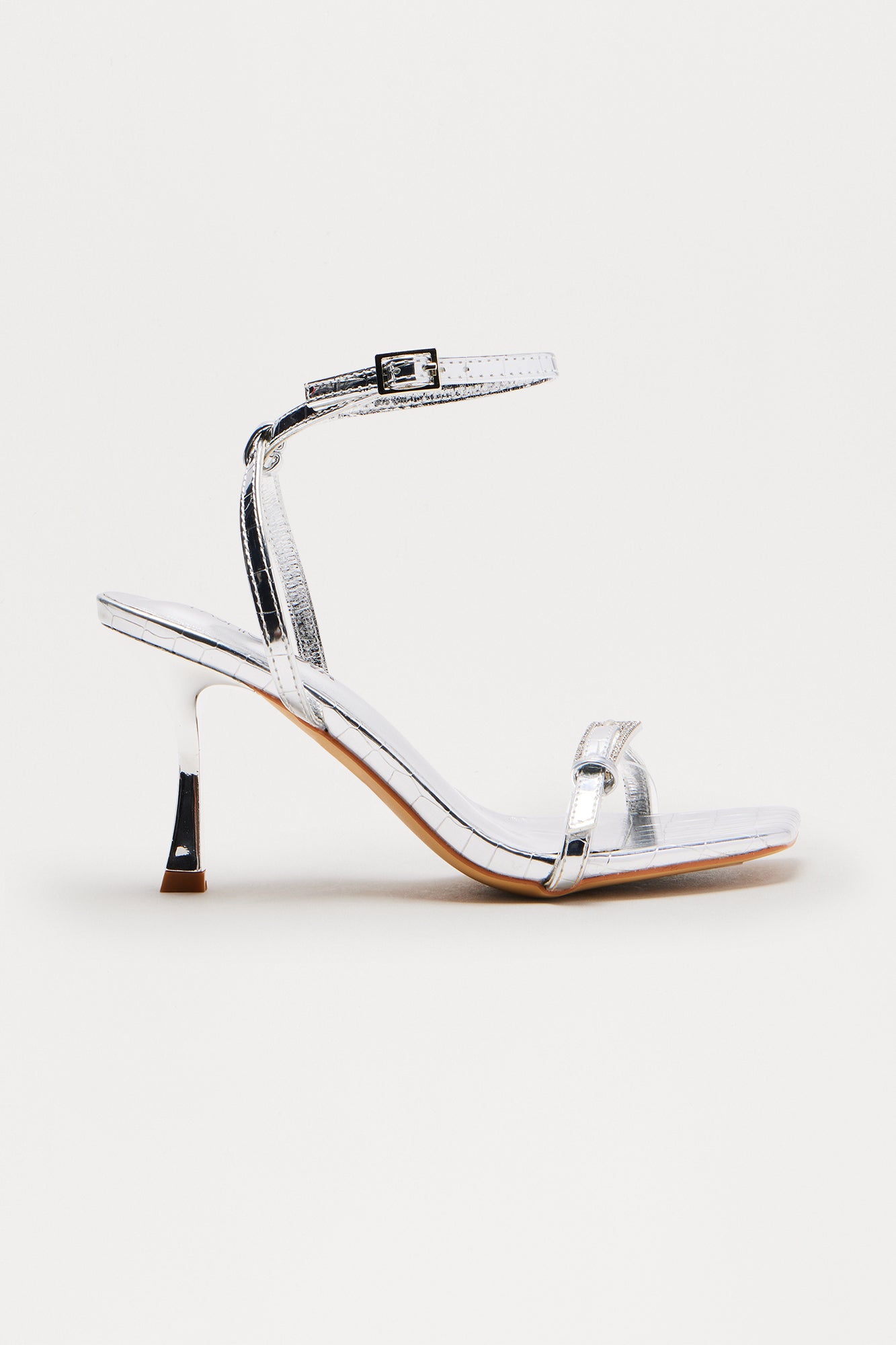Laraline Croc Heels - Silver