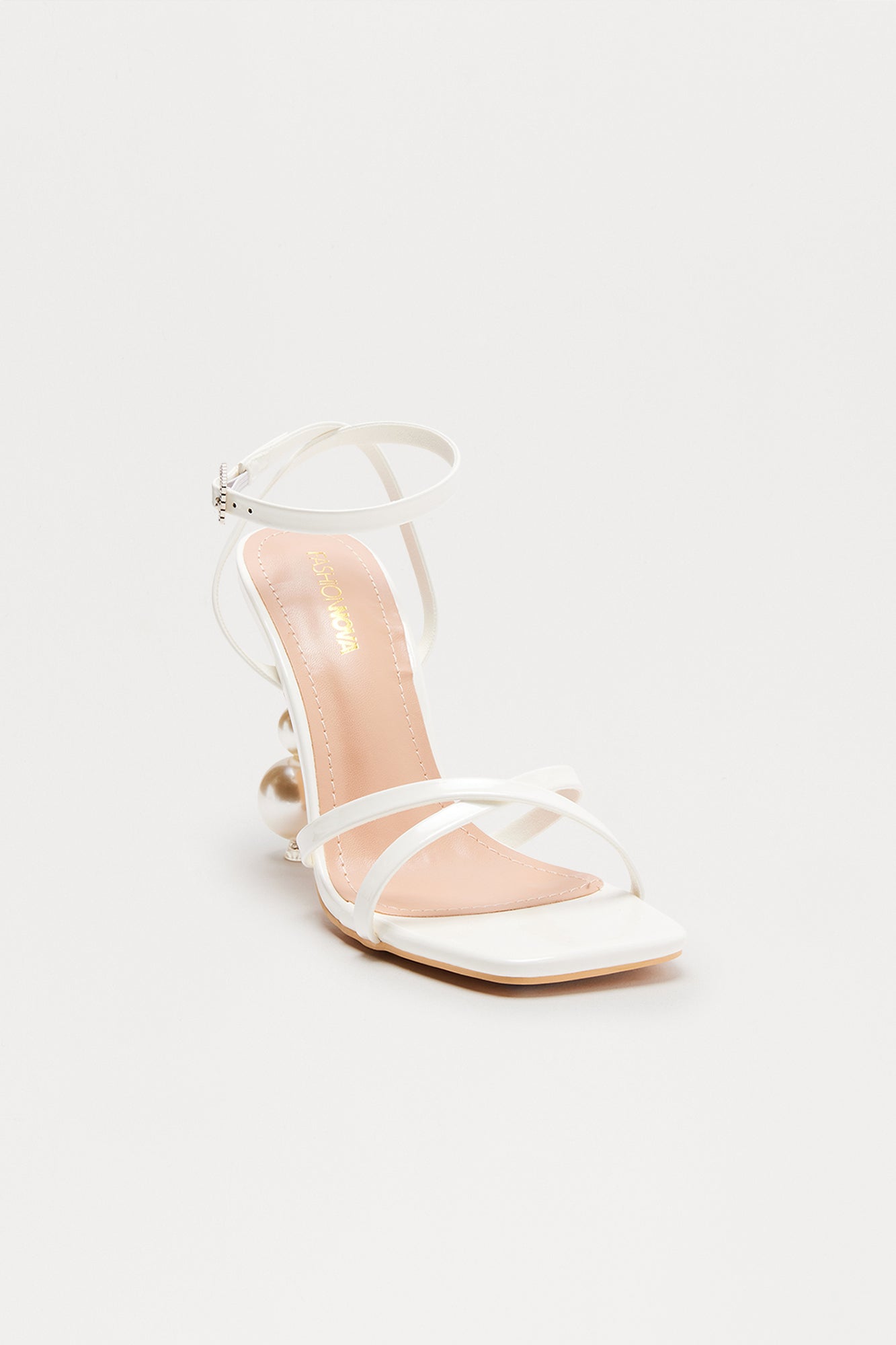 Lilth Pearl Strappy Heels - White