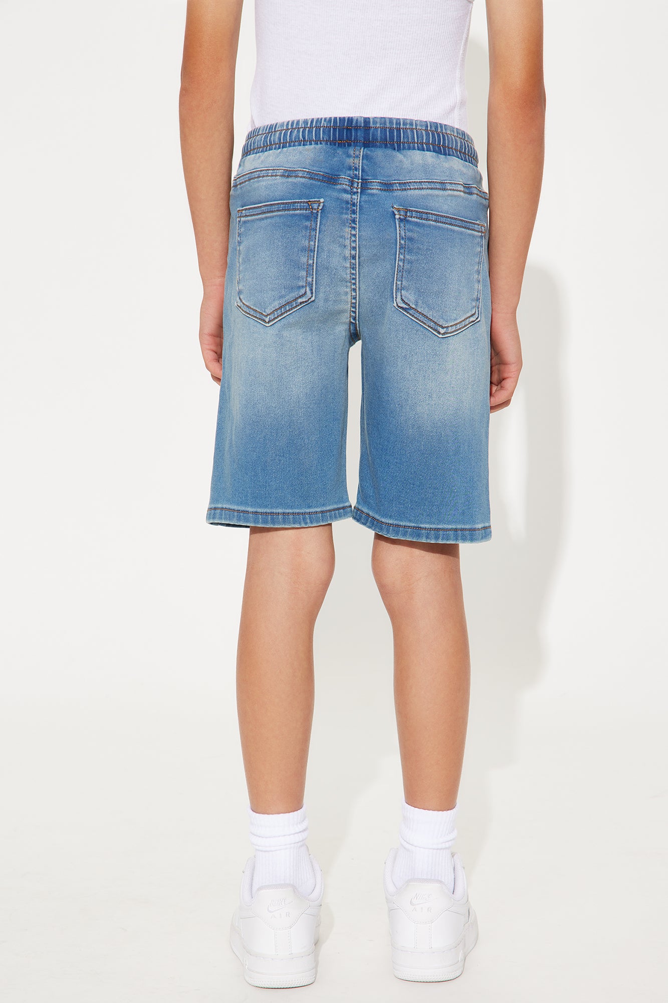 Mini Staying Relaxed Knit Denim Shorts - Medium Wash