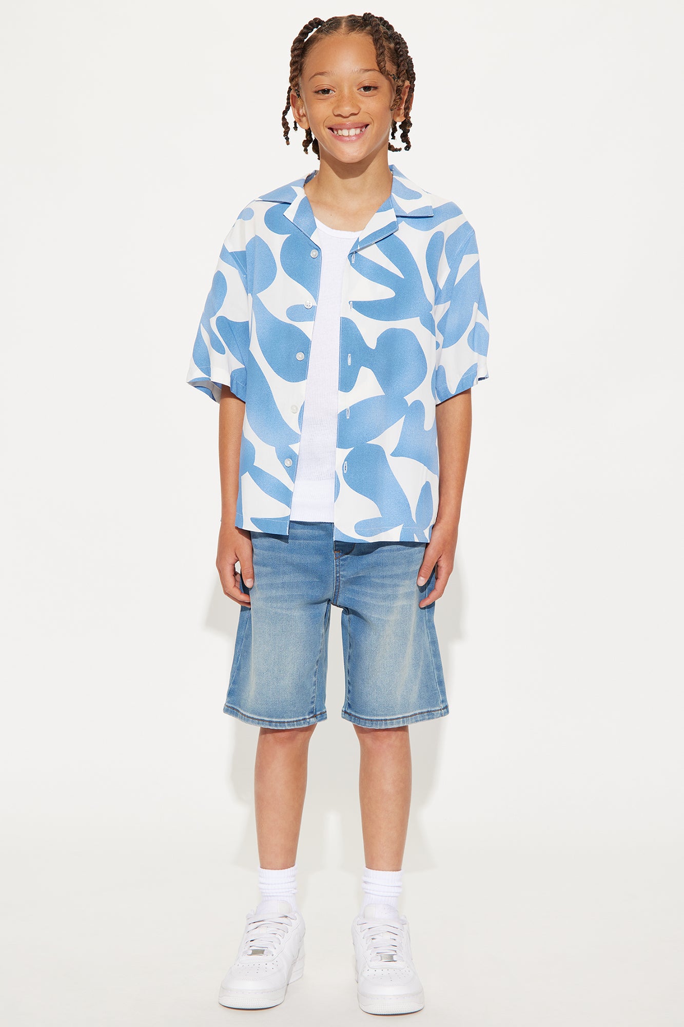 Mini Staying Relaxed Knit Denim Shorts - Medium Wash