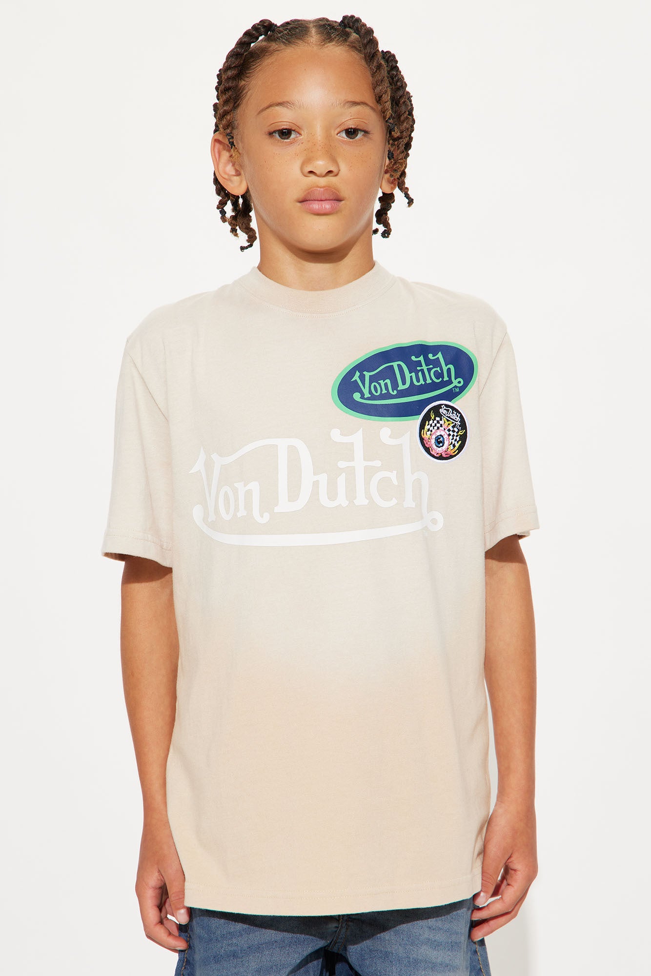 Mini Von Dutch Patch Short Sleeve Crew Tee II - Stone/Combo