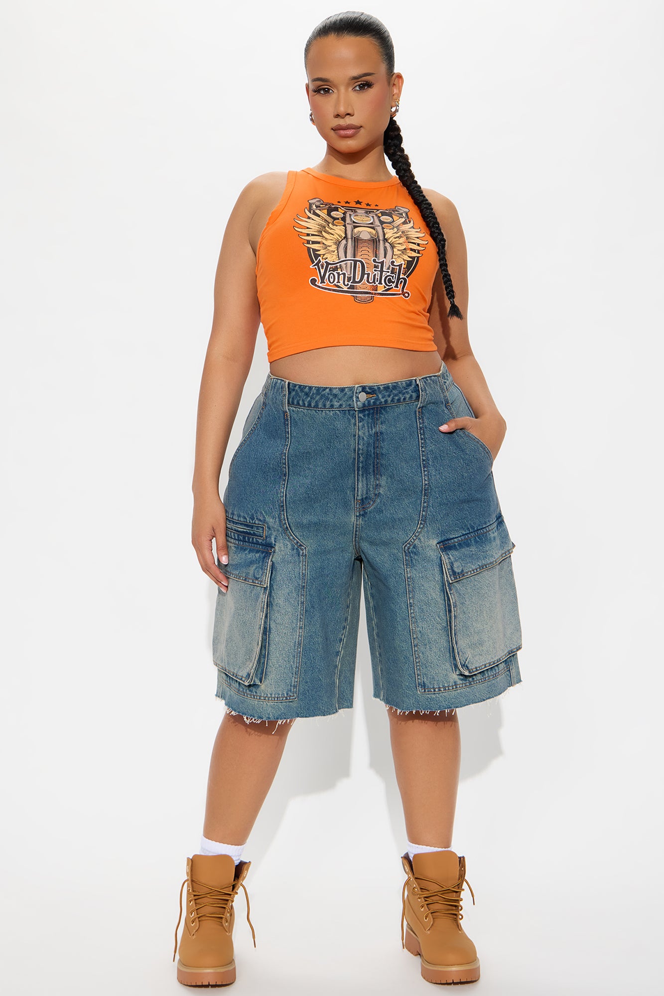 Parker Denim Cargo Jorts - Medium Wash
