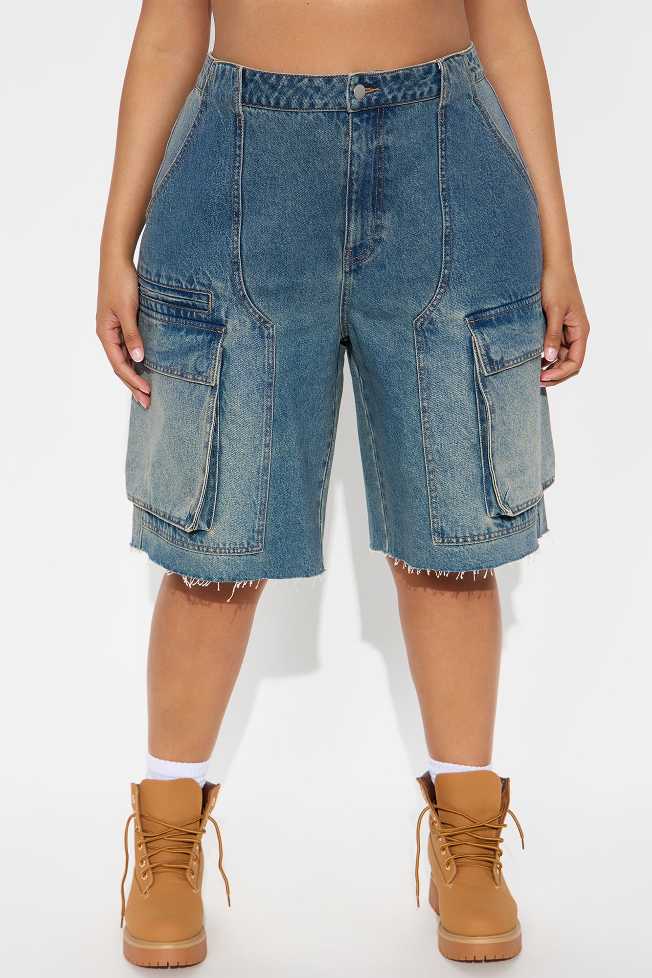 Parker Denim Cargo Jorts - Medium Wash