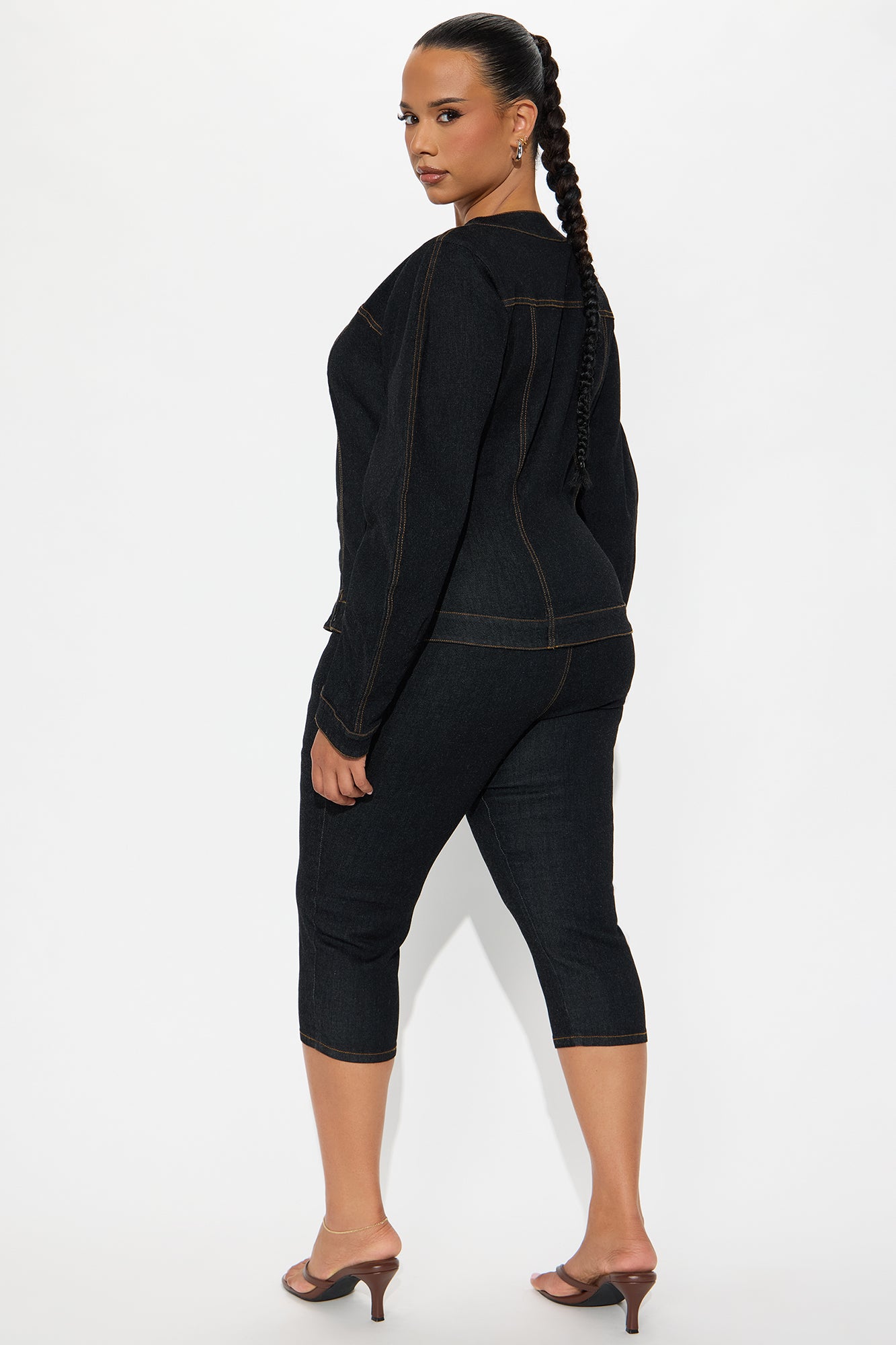 Evelyn Denim Capri Set - Dark Wash