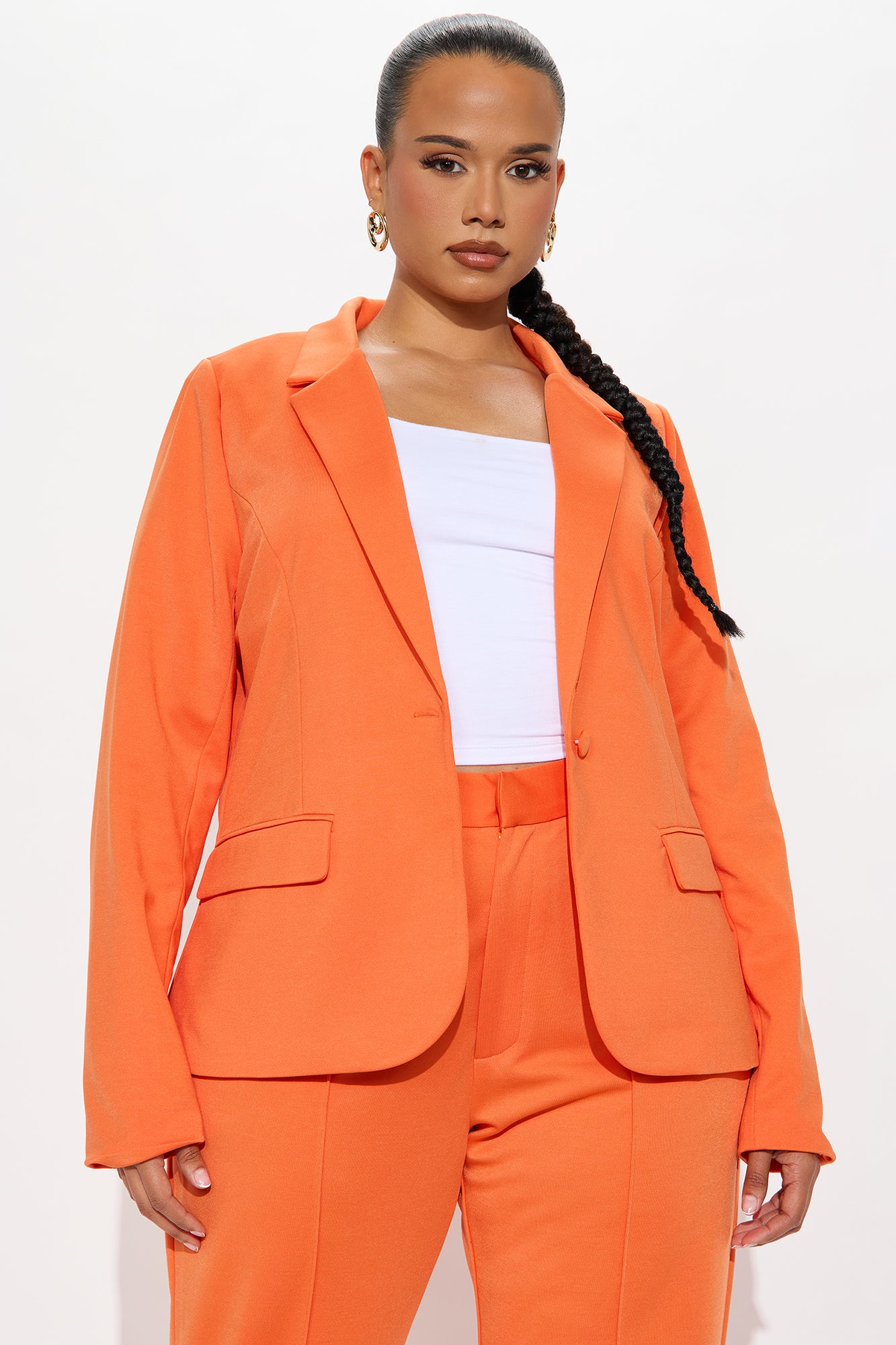 Business Per Usual Blazer Pant Set - Orange
