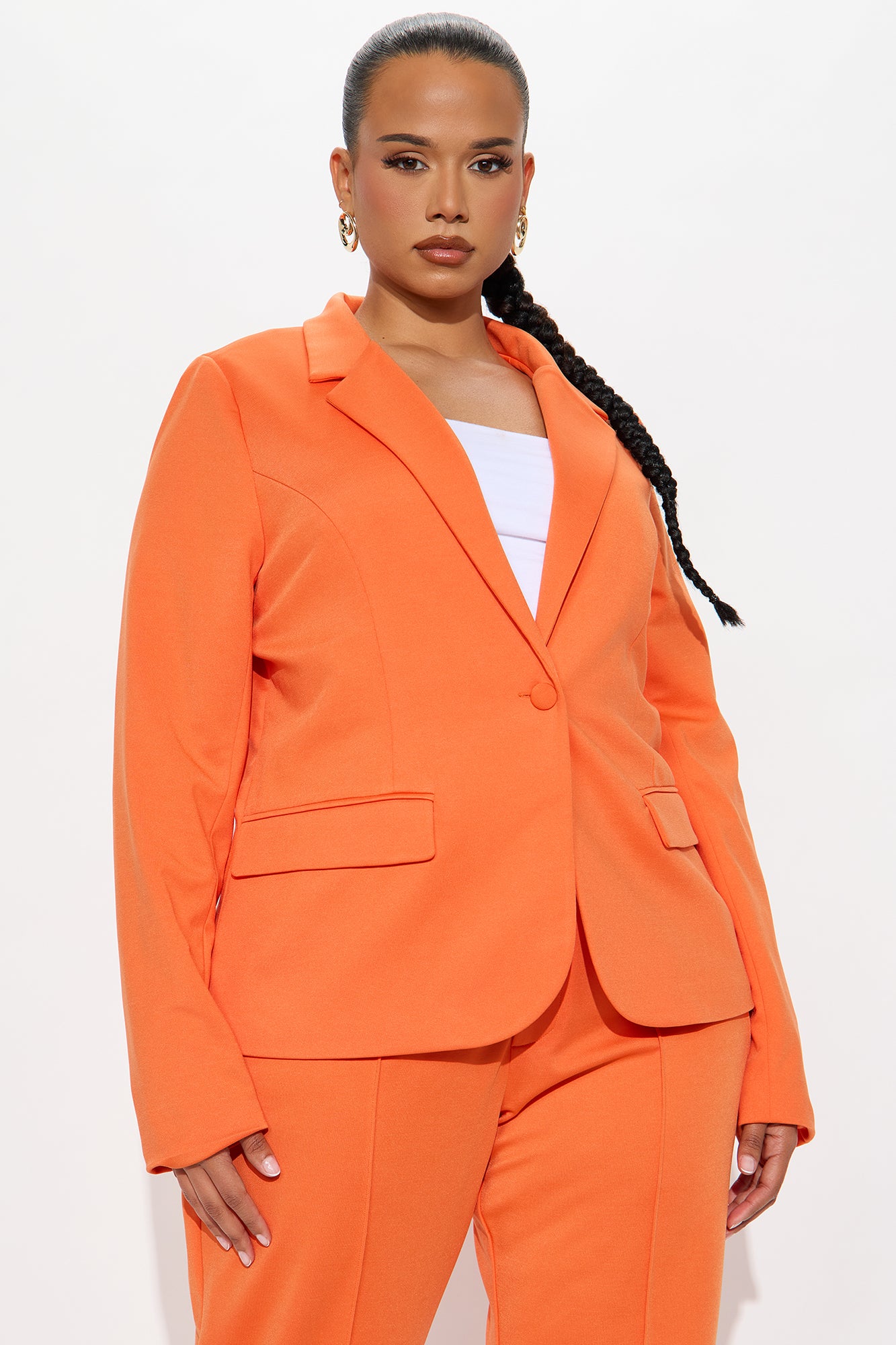 Business Per Usual Blazer Pant Set - Orange