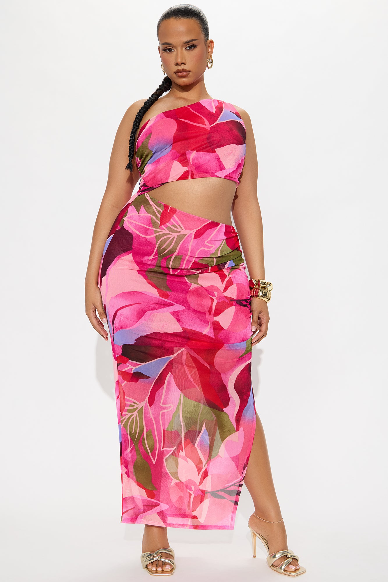 Tamirah Mesh Maxi Dress - Pink/combo