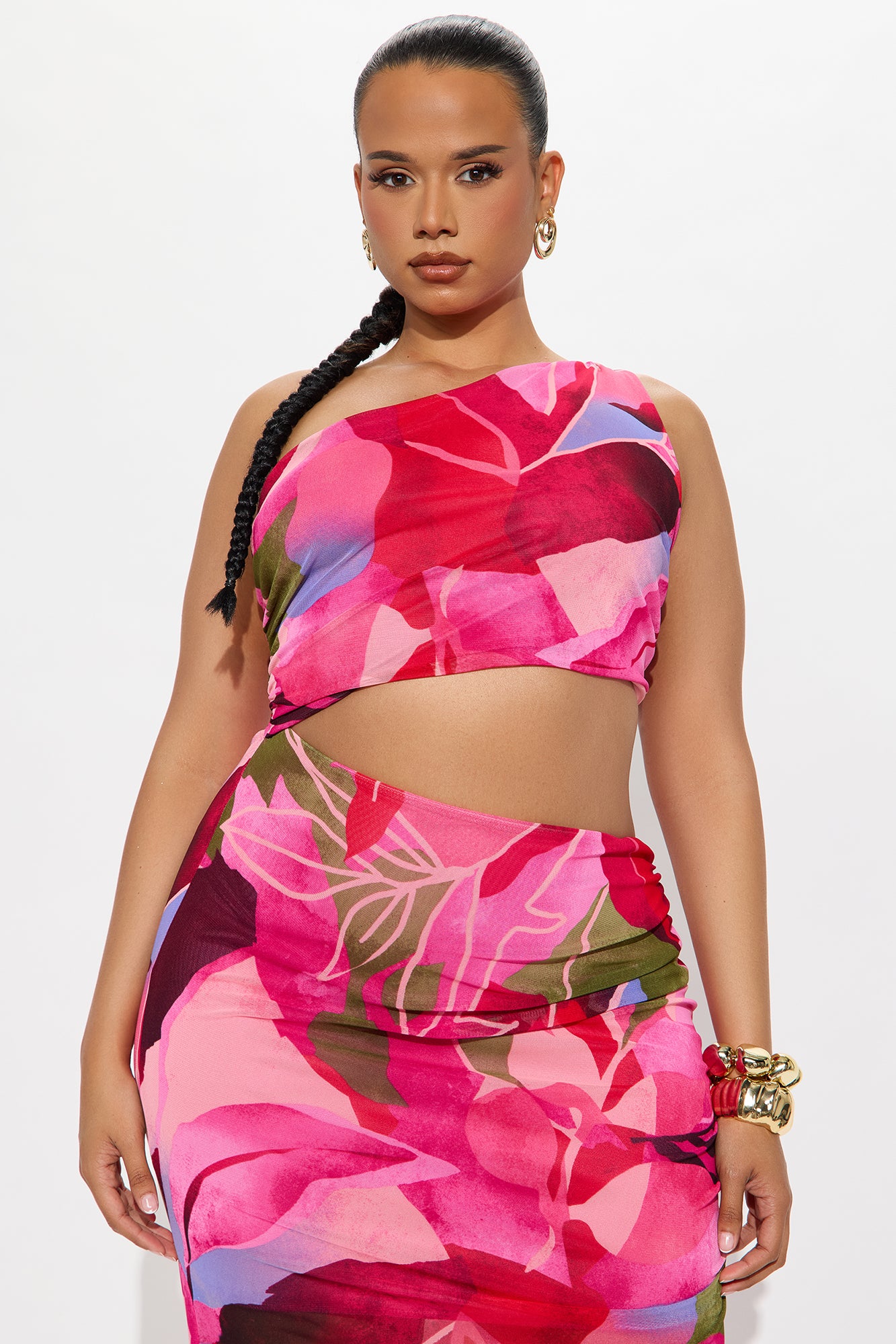 Tamirah Mesh Maxi Dress - Pink/combo