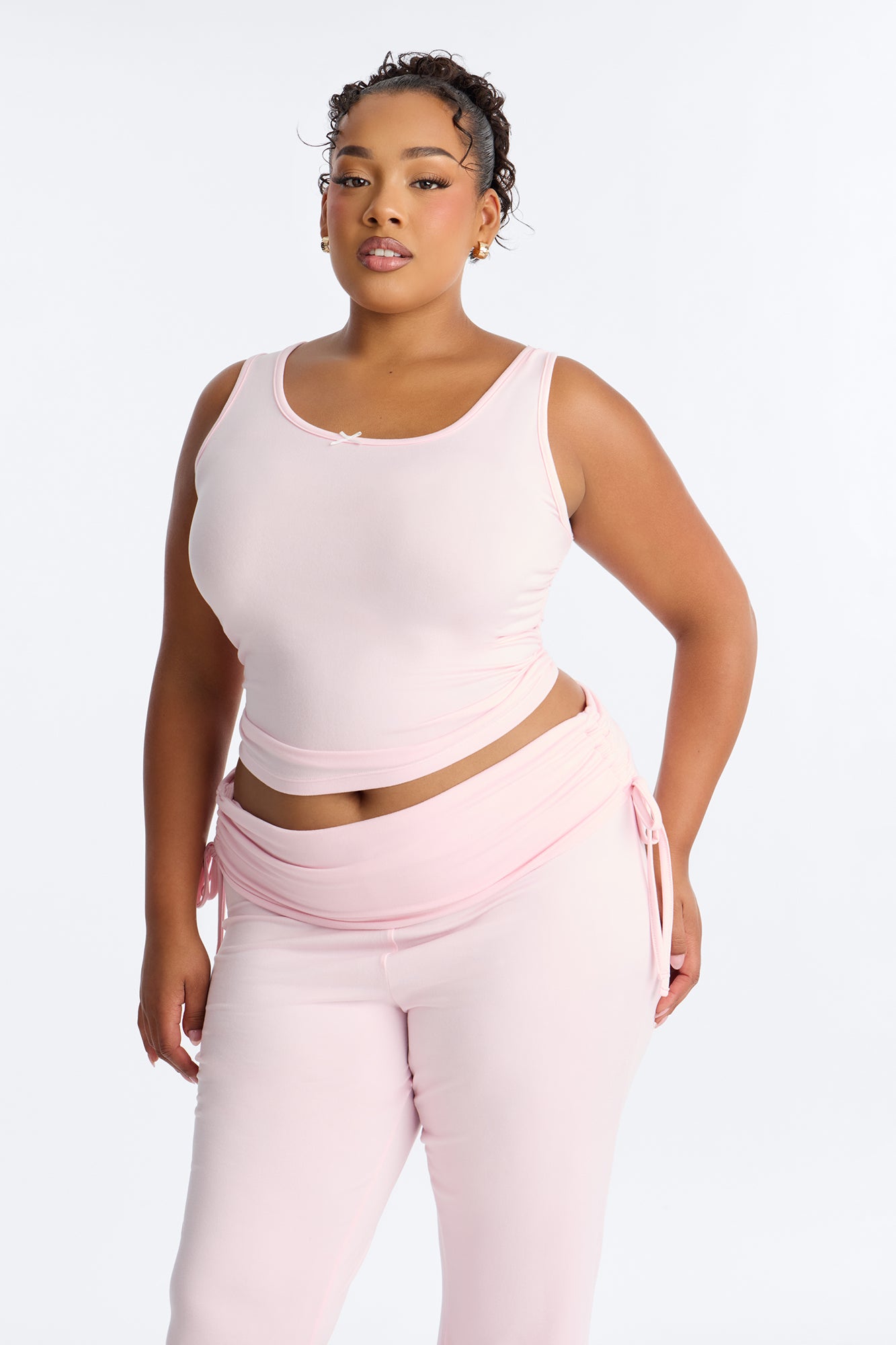 Petty Dreams Tank PJ Foldover Pant Set - Pink