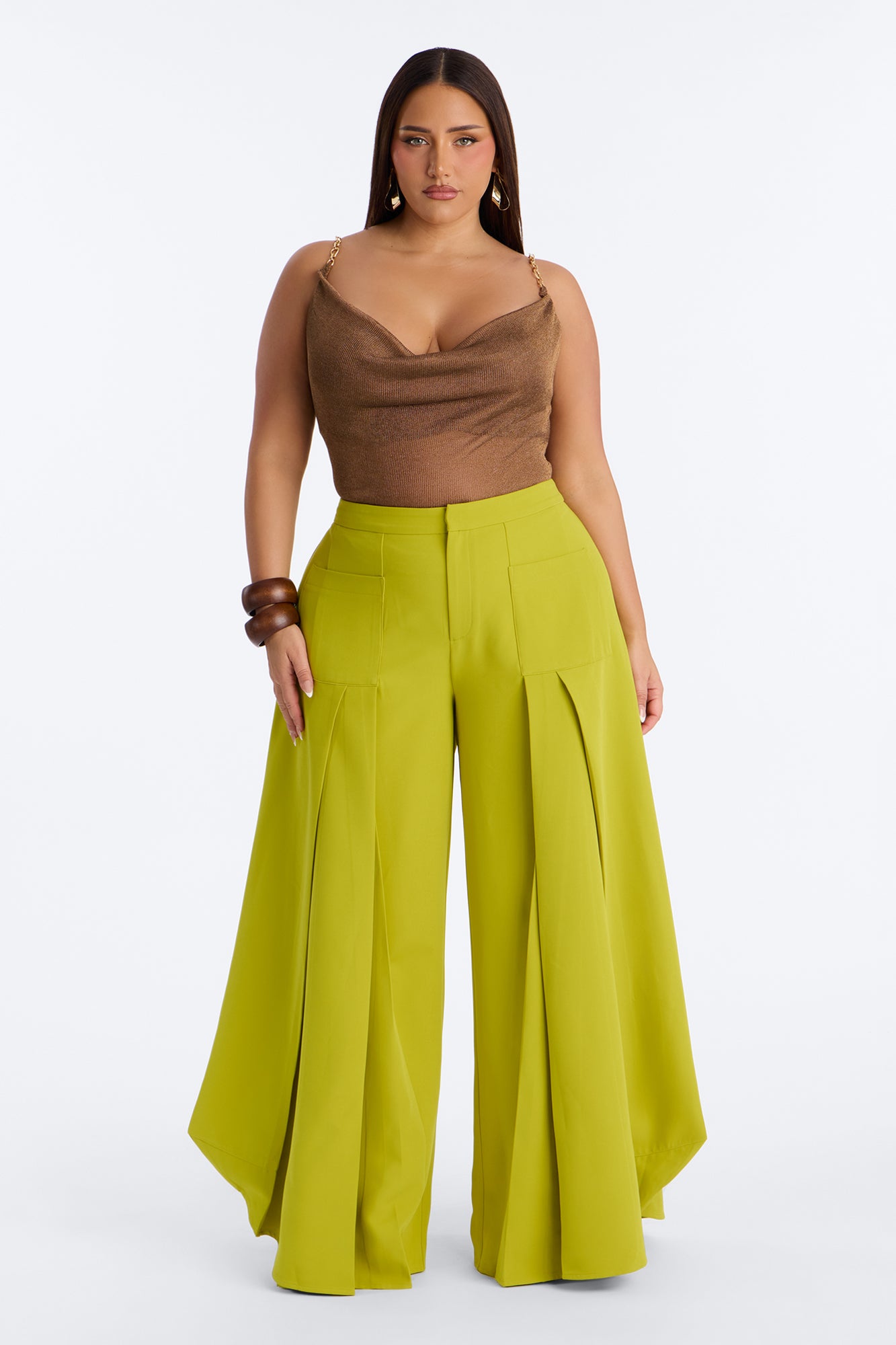 Stand Out Super Wide Pleated Trouser - Chartreuse