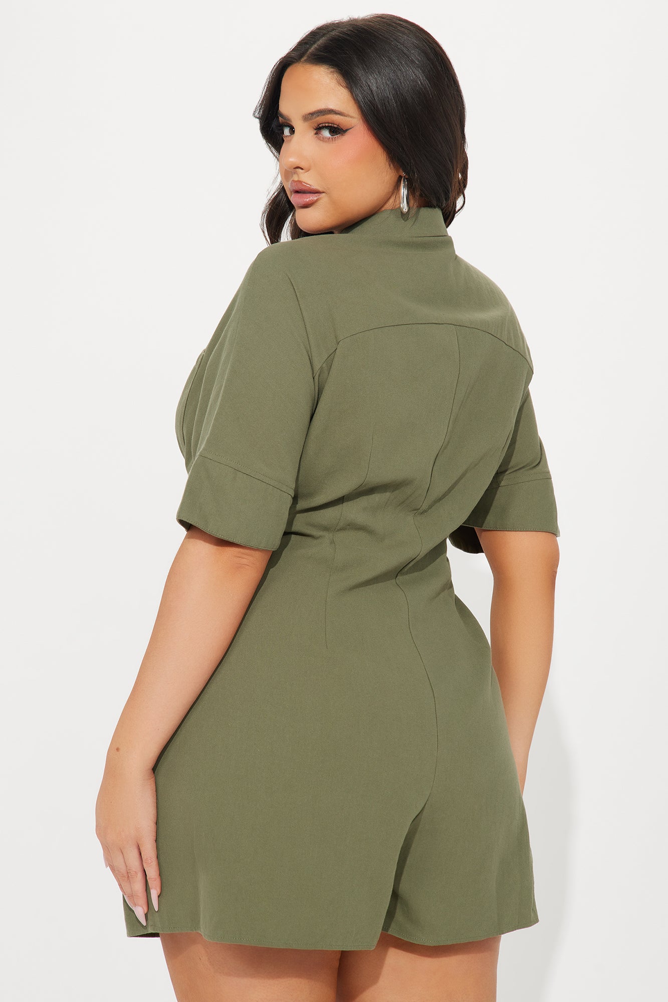Press The Facts Romper - Olive