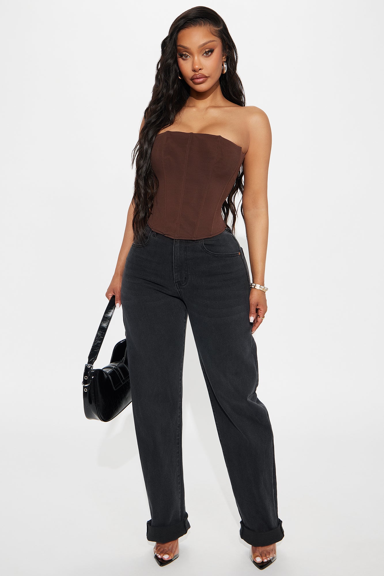 Stuck In My Head Mesh Corset - Chocolate